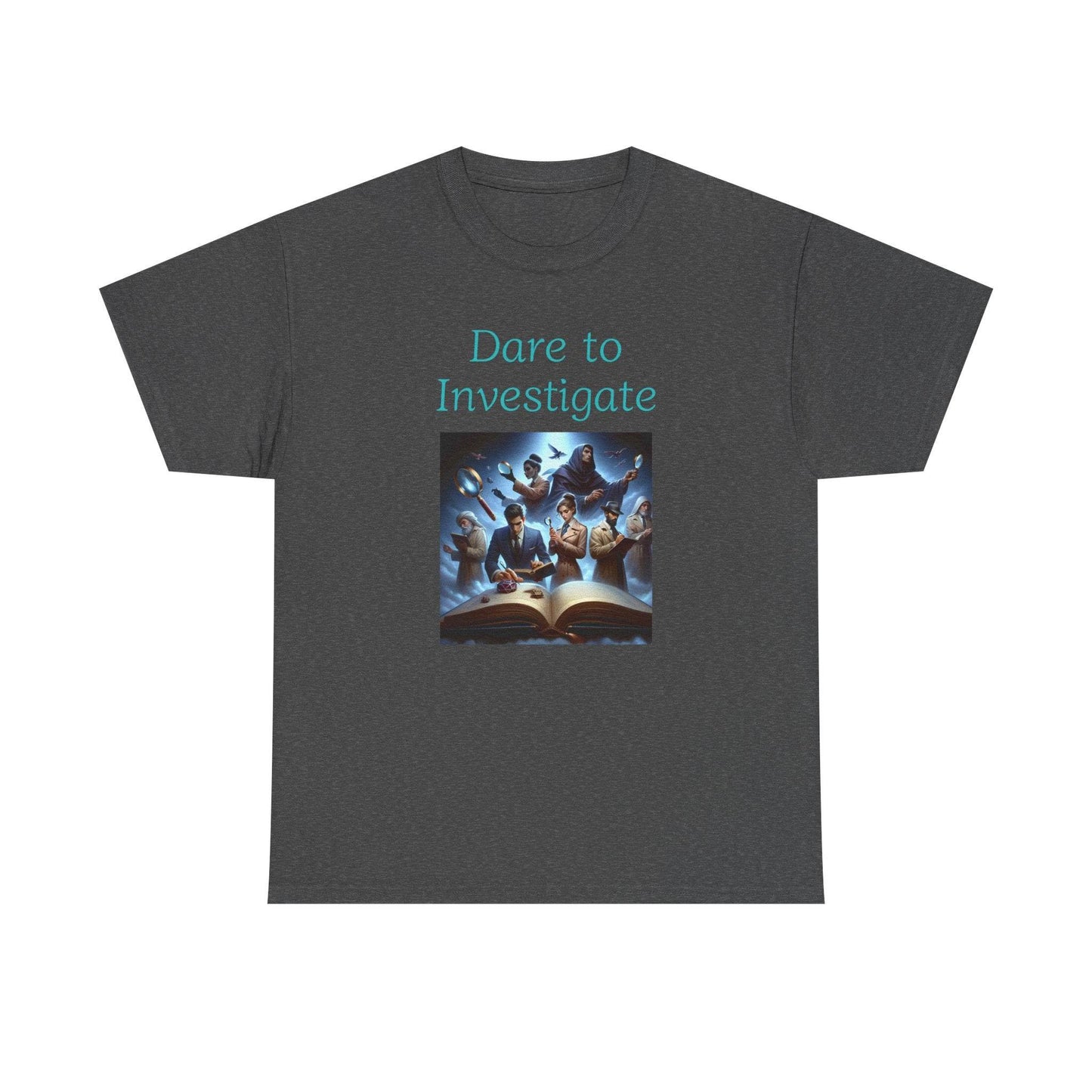 Investigate - Graphic Tee - Unisex Heavy Cotton T-Shirt Crime/Mystery Books - The Dreamer's Bookshop.