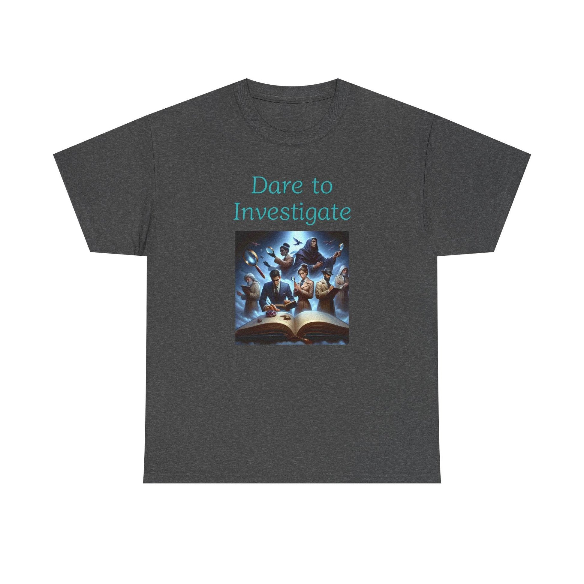 Investigate - Graphic Tee - Unisex Heavy Cotton T-Shirt Crime/Mystery Books - The Dreamer's Bookshop.