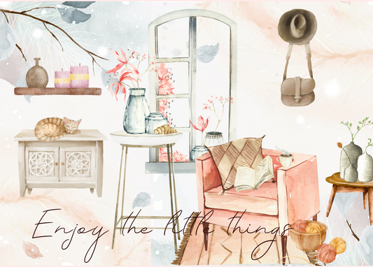 The Dreamer's Bookshop "Living room" Enjoy Little Things Card - The Dreamer's Bookshop.