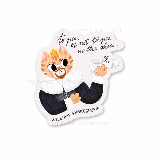 My Sweet Paper Card - William Shakespurr - Grappige vinylsticker - The Dreamer's Bookshop.
