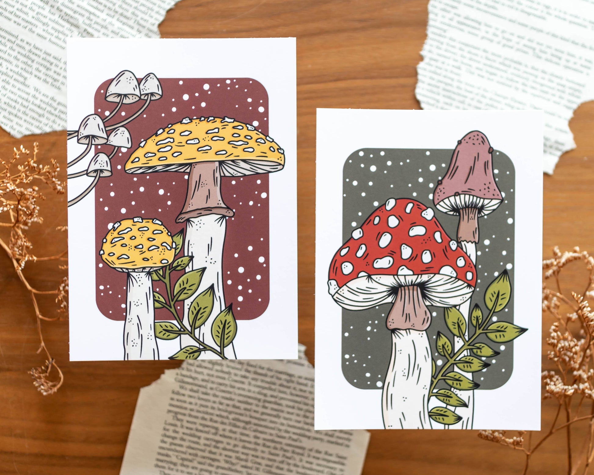 Basically Britt - Set of 2 postcards - Toadstools - The Dreamer's Bookshop.