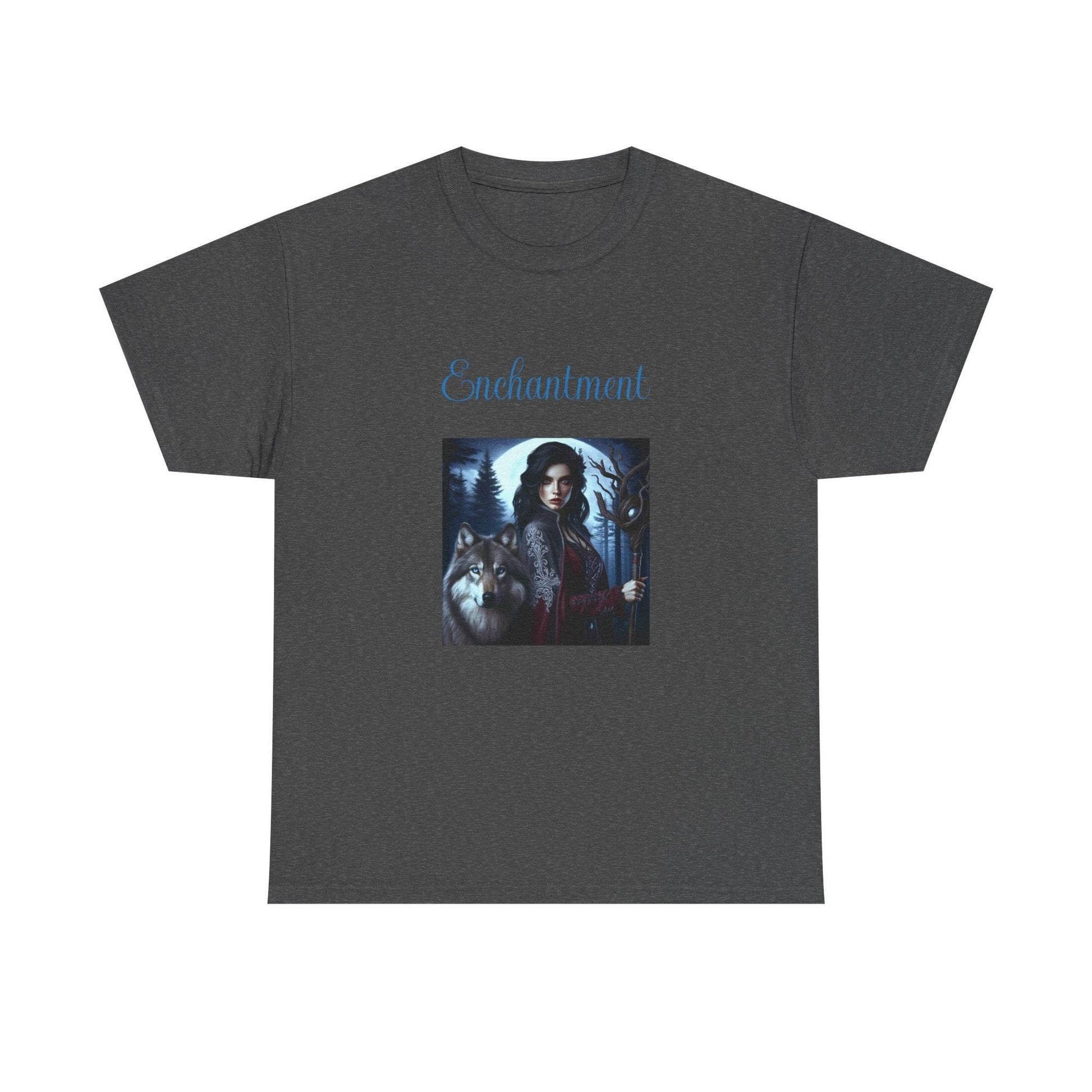 Enchanting Wolf Graphic Tee - Unisex Heavy Cotton T-Shirt for Nature Lovers - The Dreamer's Bookshop.