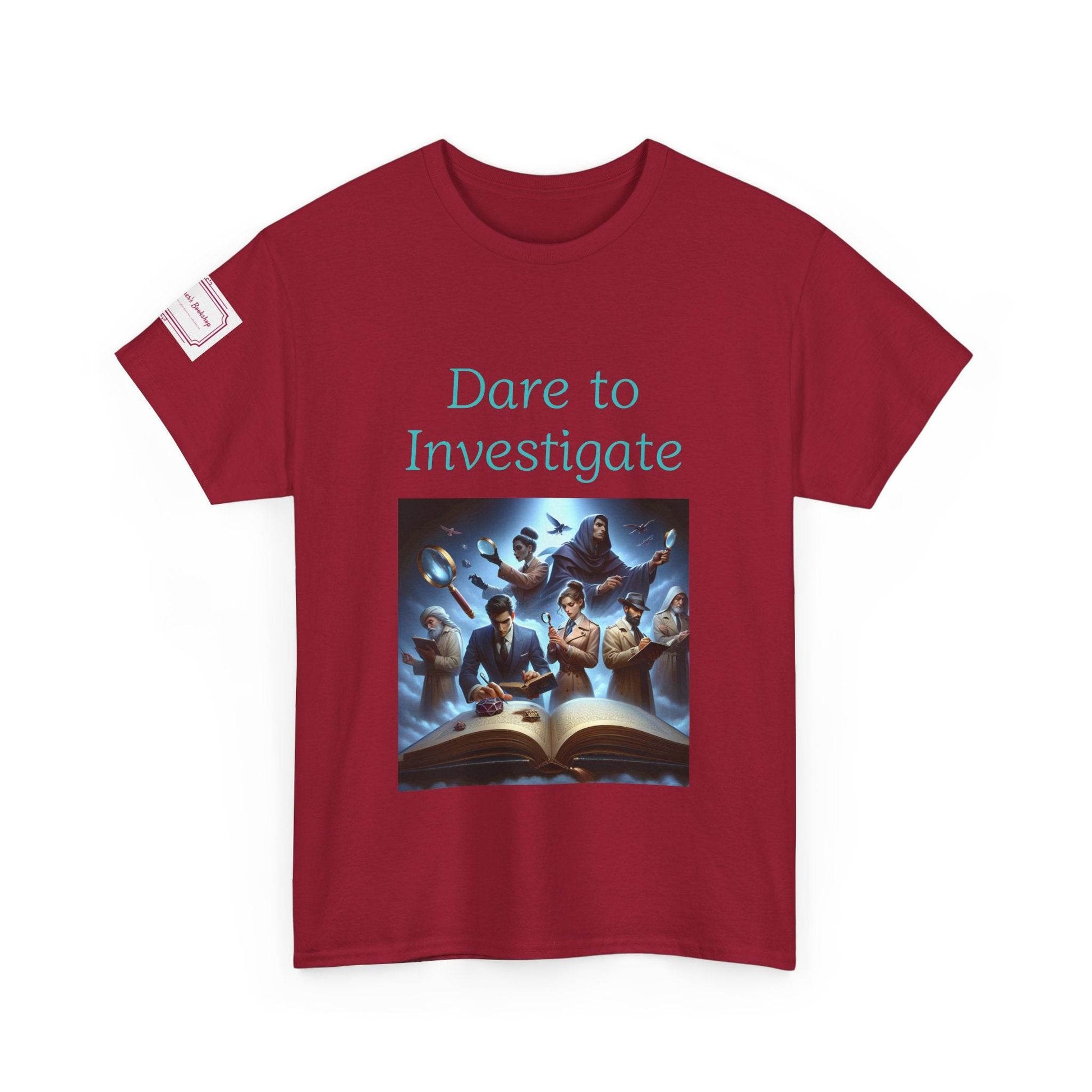 Investigate - Graphic Unisex Heavy Cotton Tee - Crime/Mystery Books - The Dreamer's Bookshop.