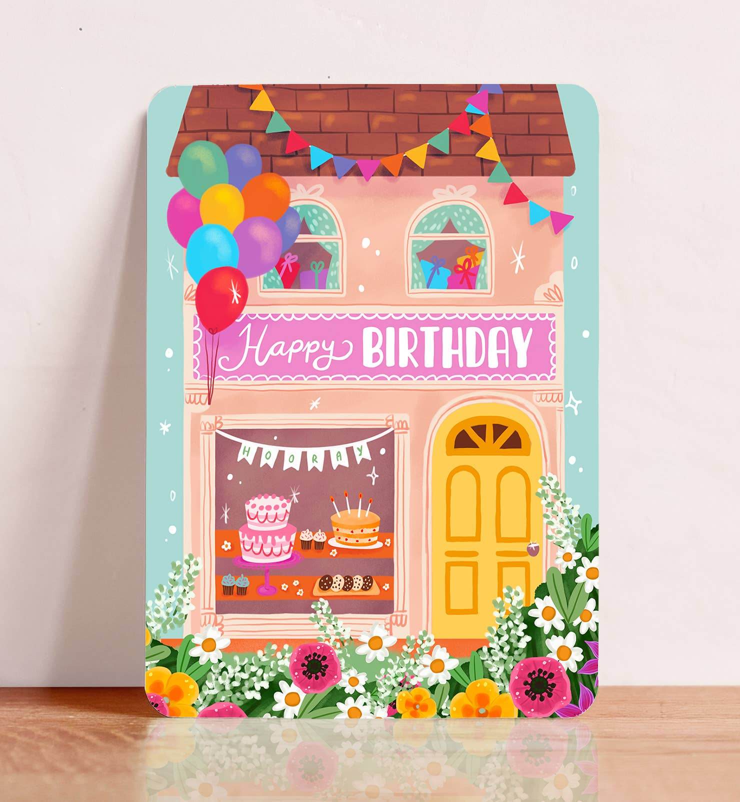 Aniet Illustration - Kaart verjaardag felicitatie winkel kado bloemen kind blauw - The Dreamer's Bookshop.
