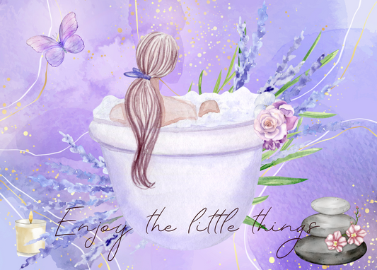 The Dreamer's Bookshop "Lavender Spa" Enjoy Little Things Card - The Dreamer's Bookshop.