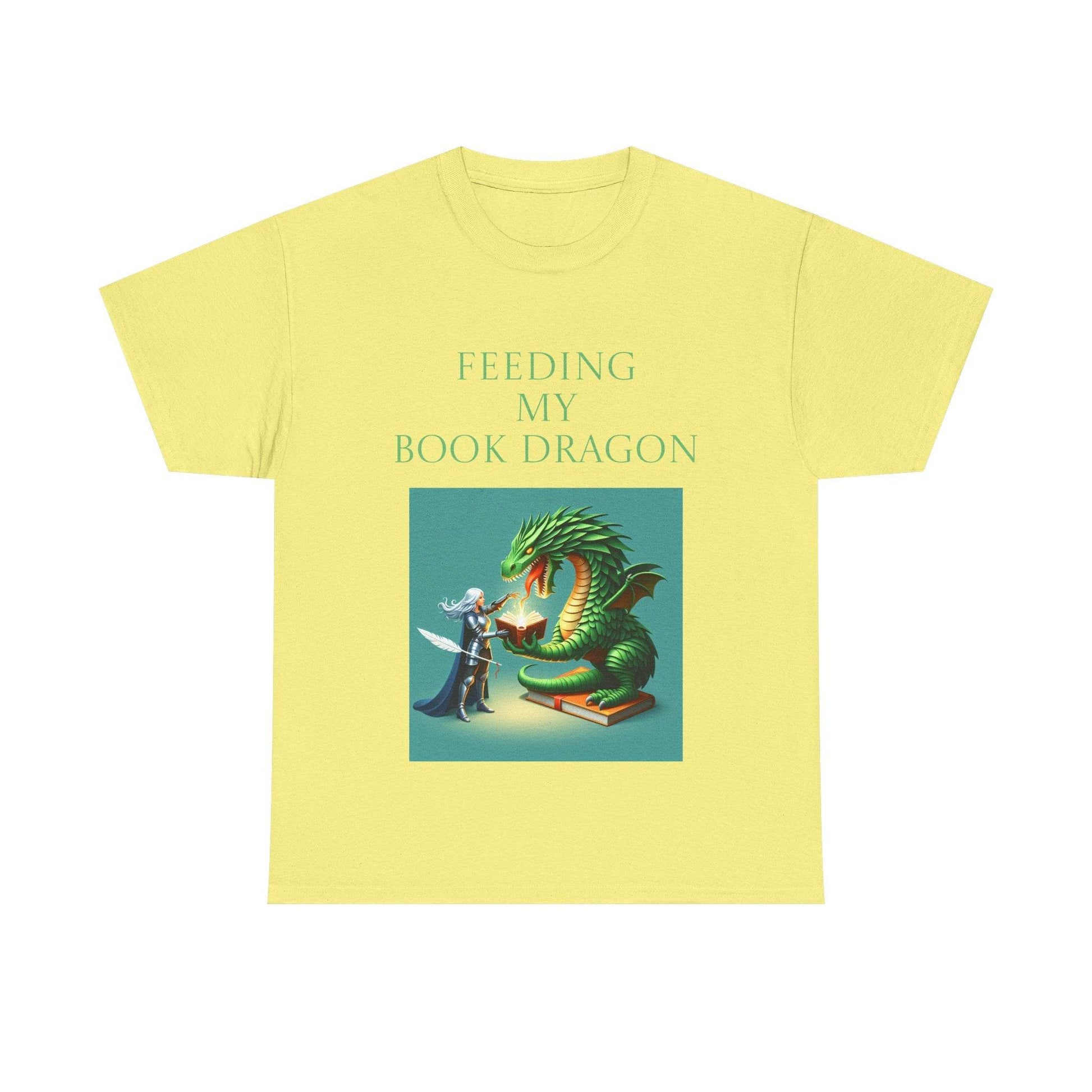 Book Dragon Unisex Heavy Cotton Tee - Creative Writer's Apparel - The Dreamer's Bookshop.