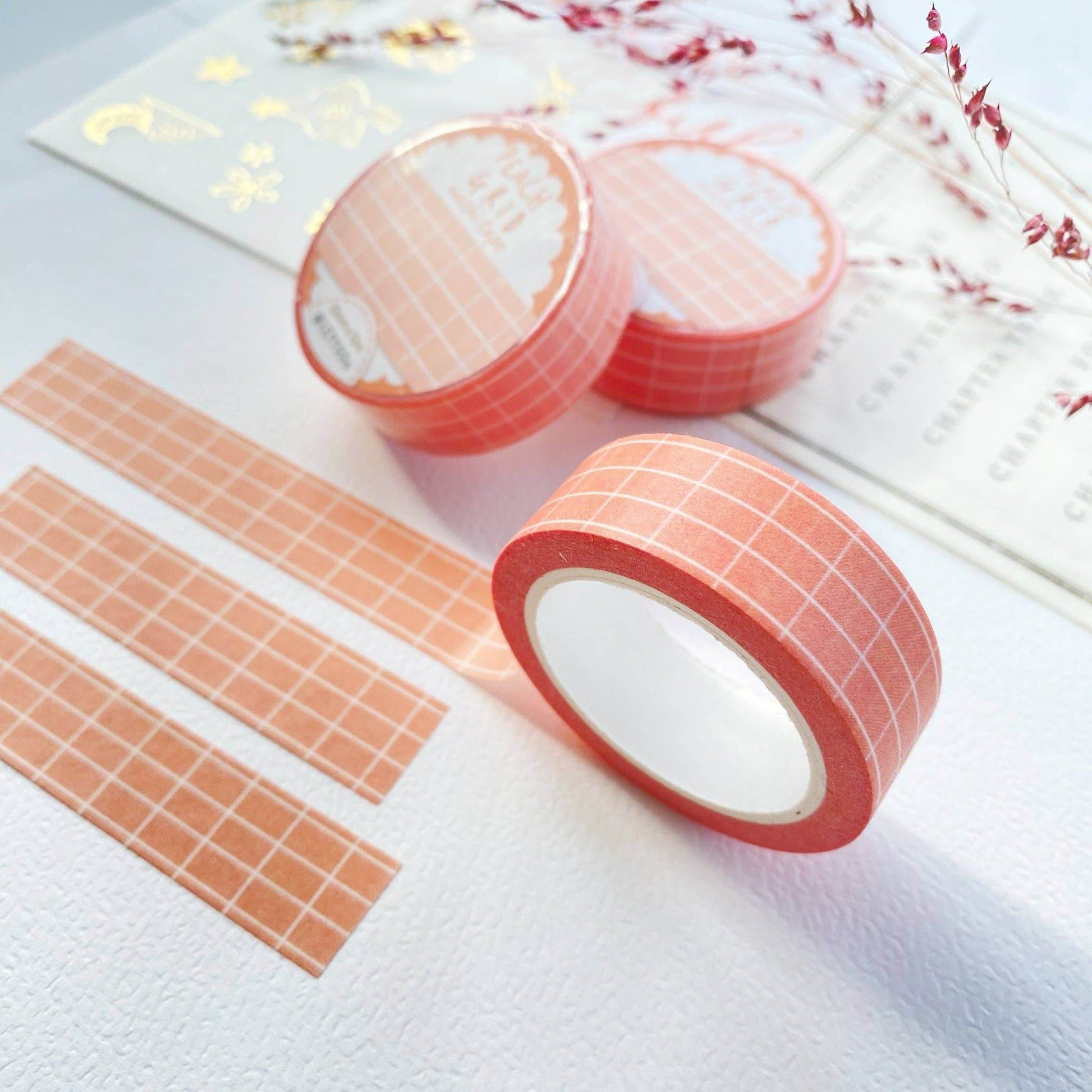 LETTOOn - Washi-tape - Perzikkleurig Raster - The Dreamer's Bookshop.