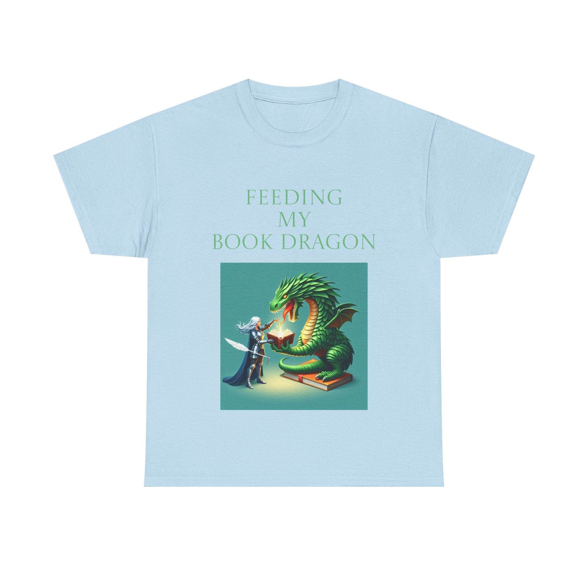 Book Dragon Unisex Heavy Cotton Tee - Creative Writer's Apparel - The Dreamer's Bookshop.