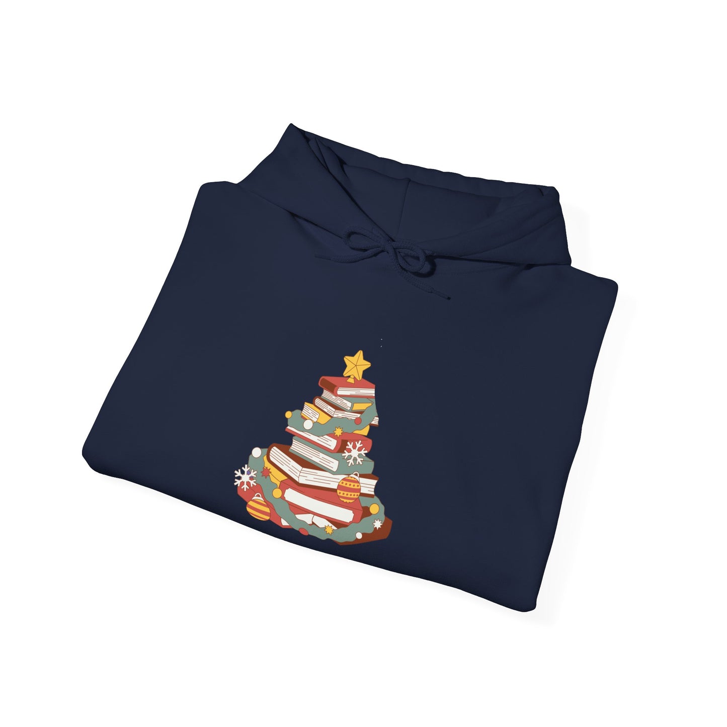 Christmas Book Tree Unisex Hooded Sweatshirt - Cozy Literary Apparel