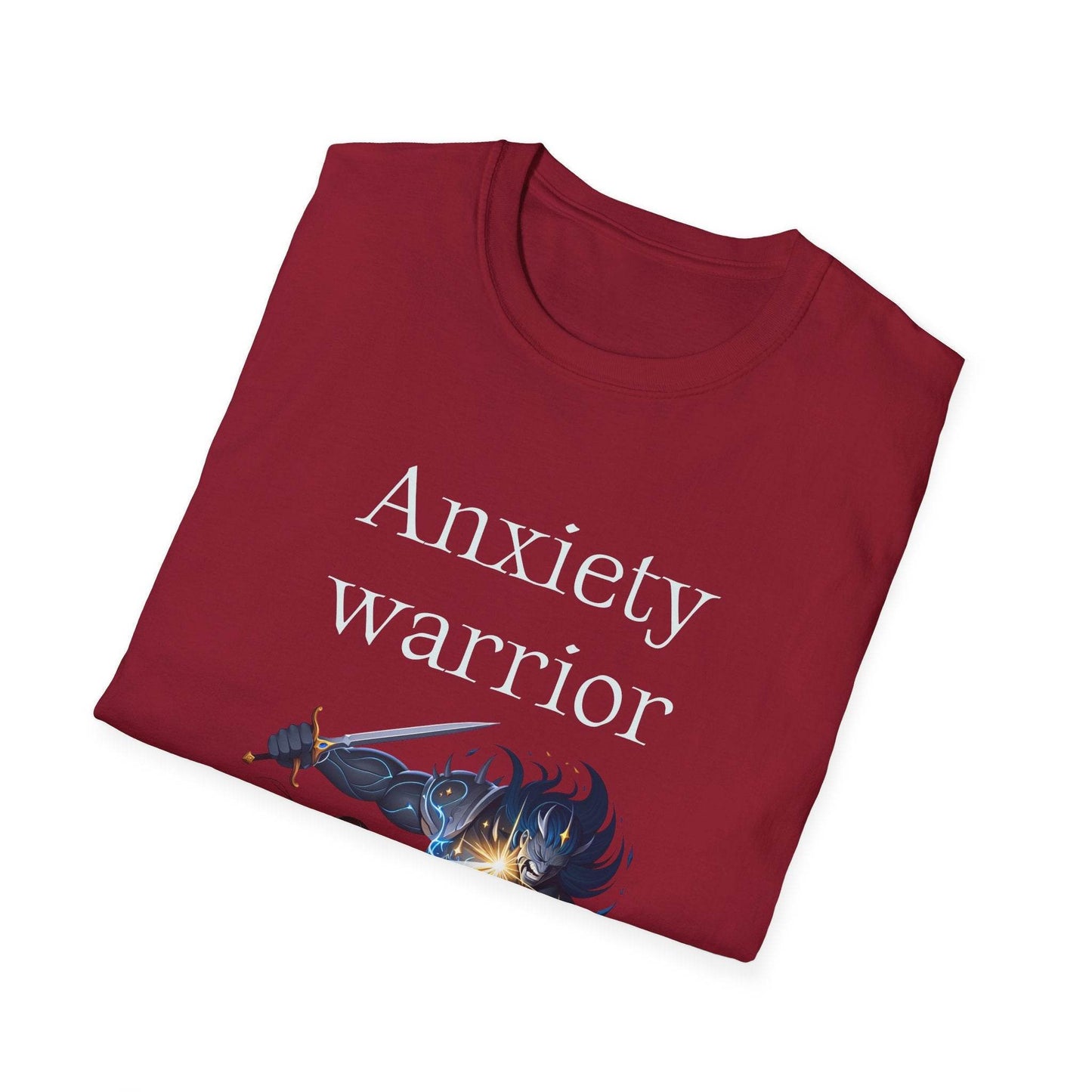 Anxiety Warrior Unisex Softstyle T-Shirt - Empowering Battle Against Mental Health - The Dreamer's Bookshop.