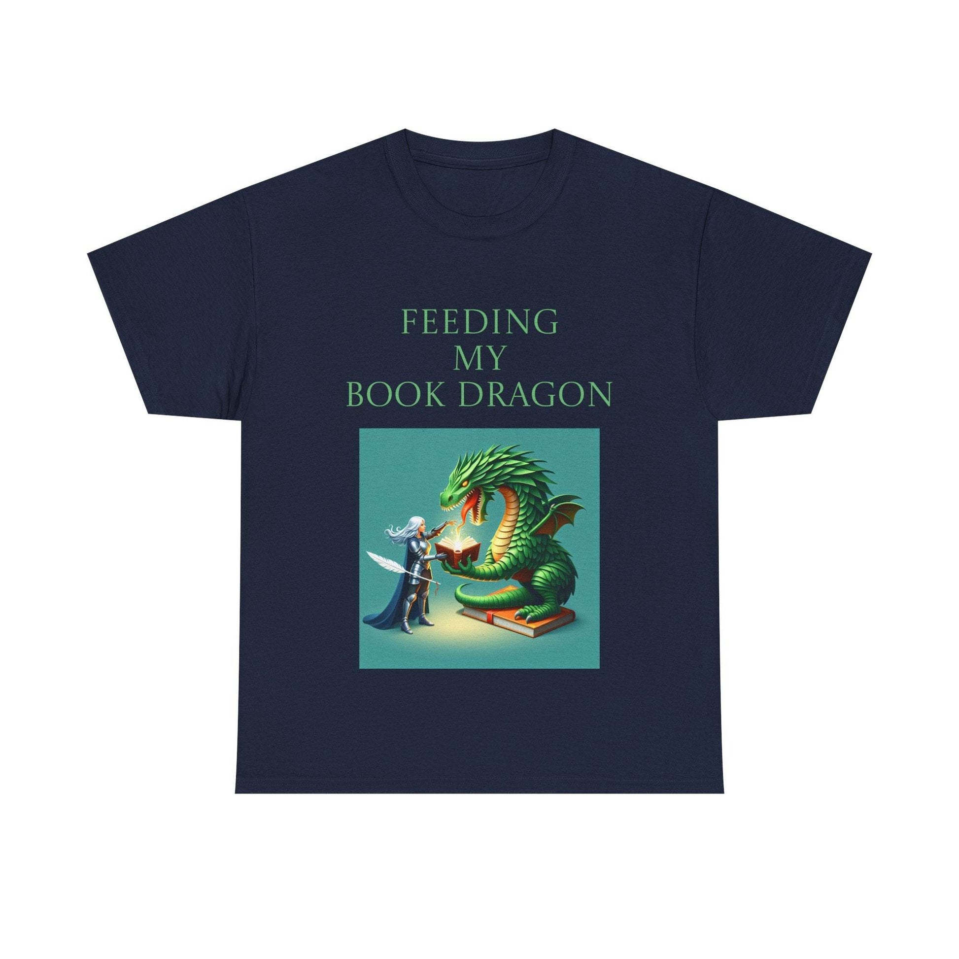 Book Dragon Unisex Heavy Cotton Tee - Creative Writer's Apparel - The Dreamer's Bookshop.