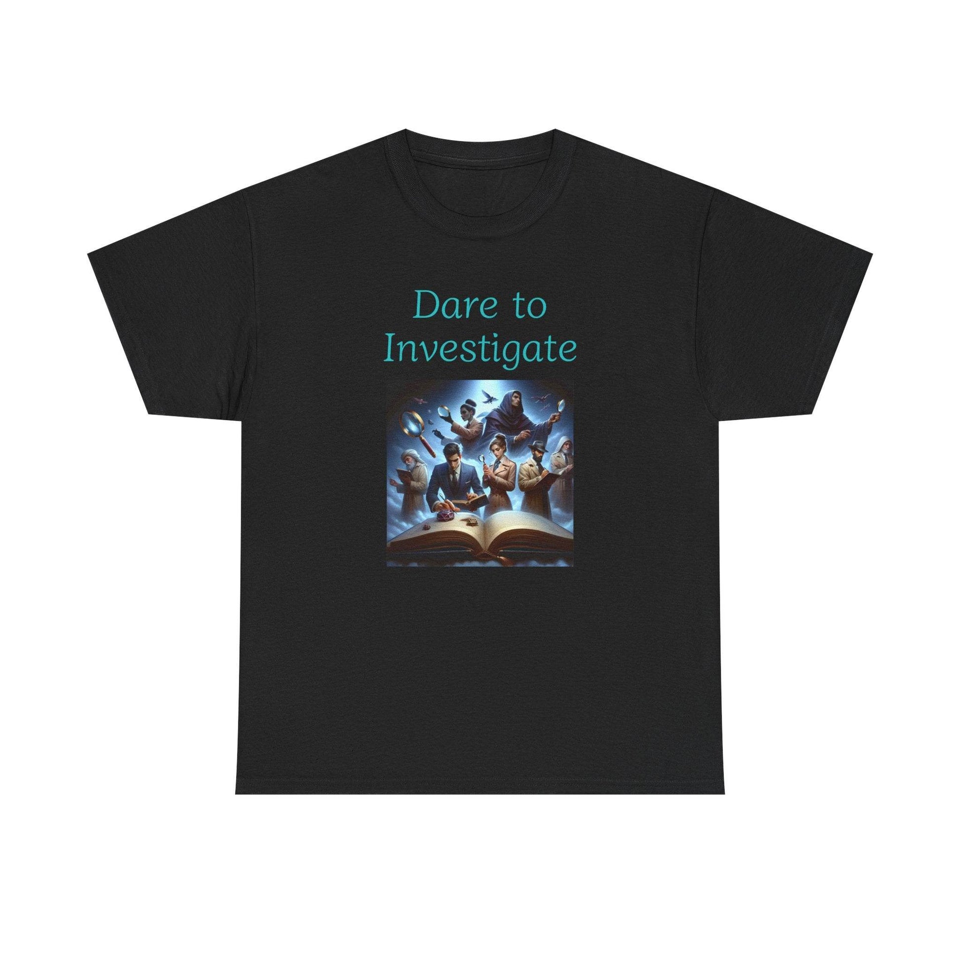 Investigate - Graphic Tee - Unisex Heavy Cotton T-Shirt Crime/Mystery Books - The Dreamer's Bookshop.