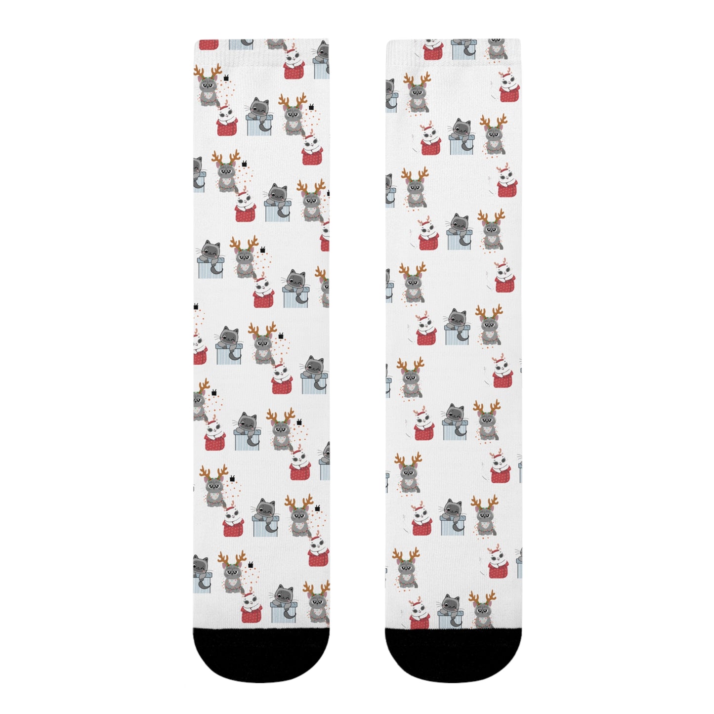 Christmas Cats Crew Socks — Cute Holiday Sublimation Socks