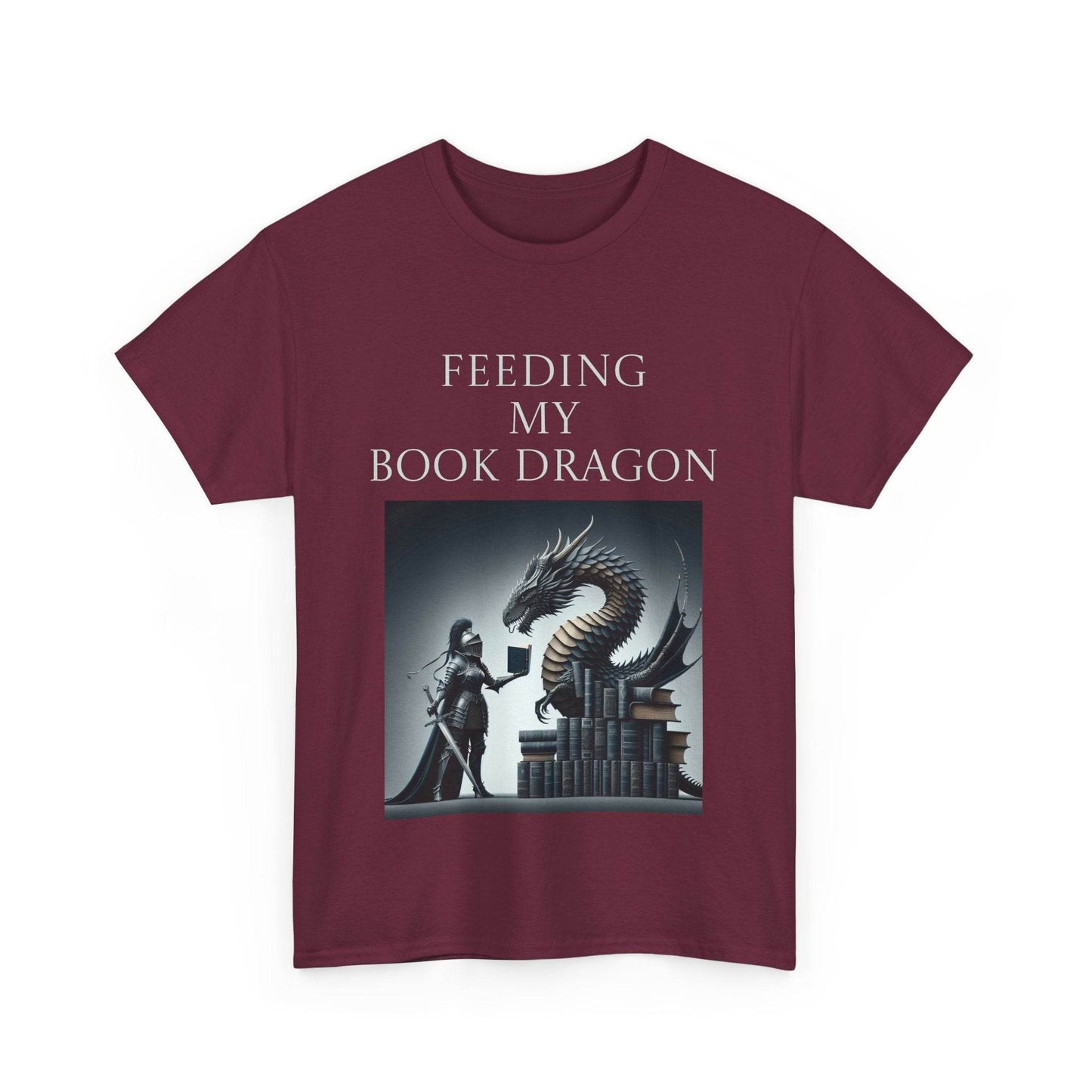 Book Dragon - Unisex Heavy Cotton Tee - Creative Writer's Apparel - The Dreamer's Bookshop.