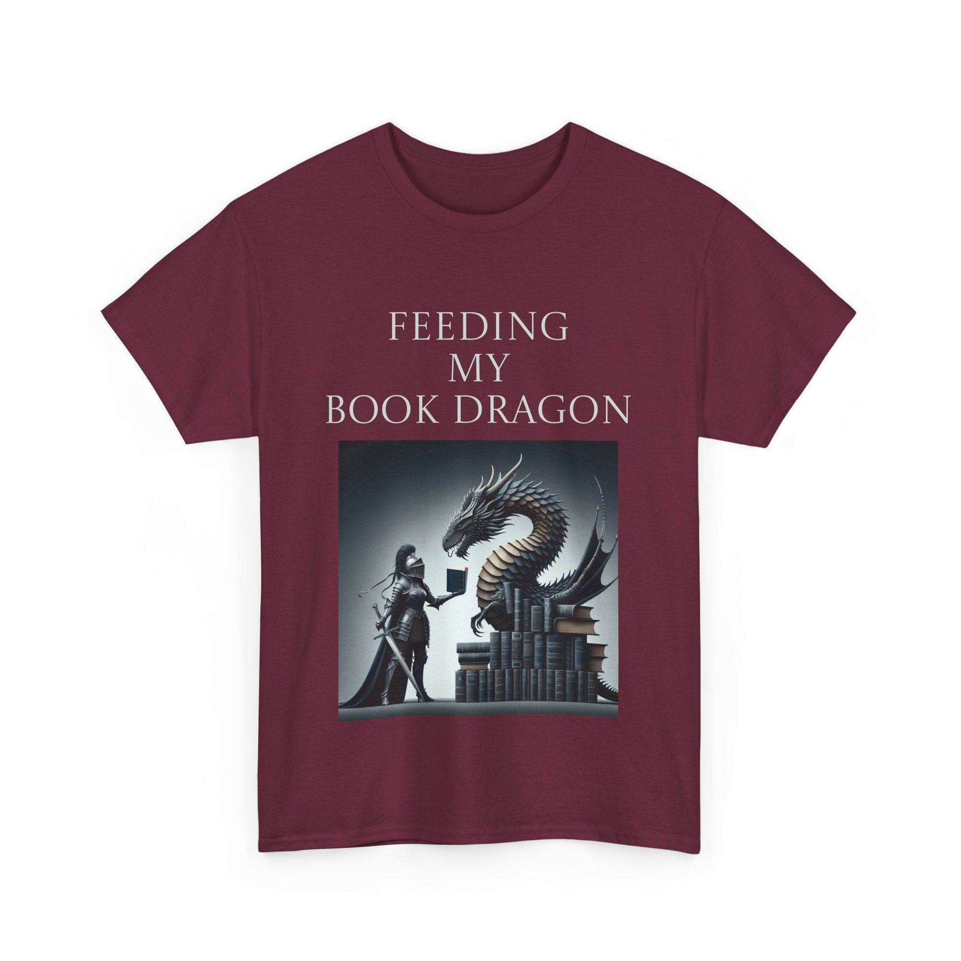 Book Dragon - Unisex Heavy Cotton Tee - Creative Writer's Apparel - The Dreamer's Bookshop.