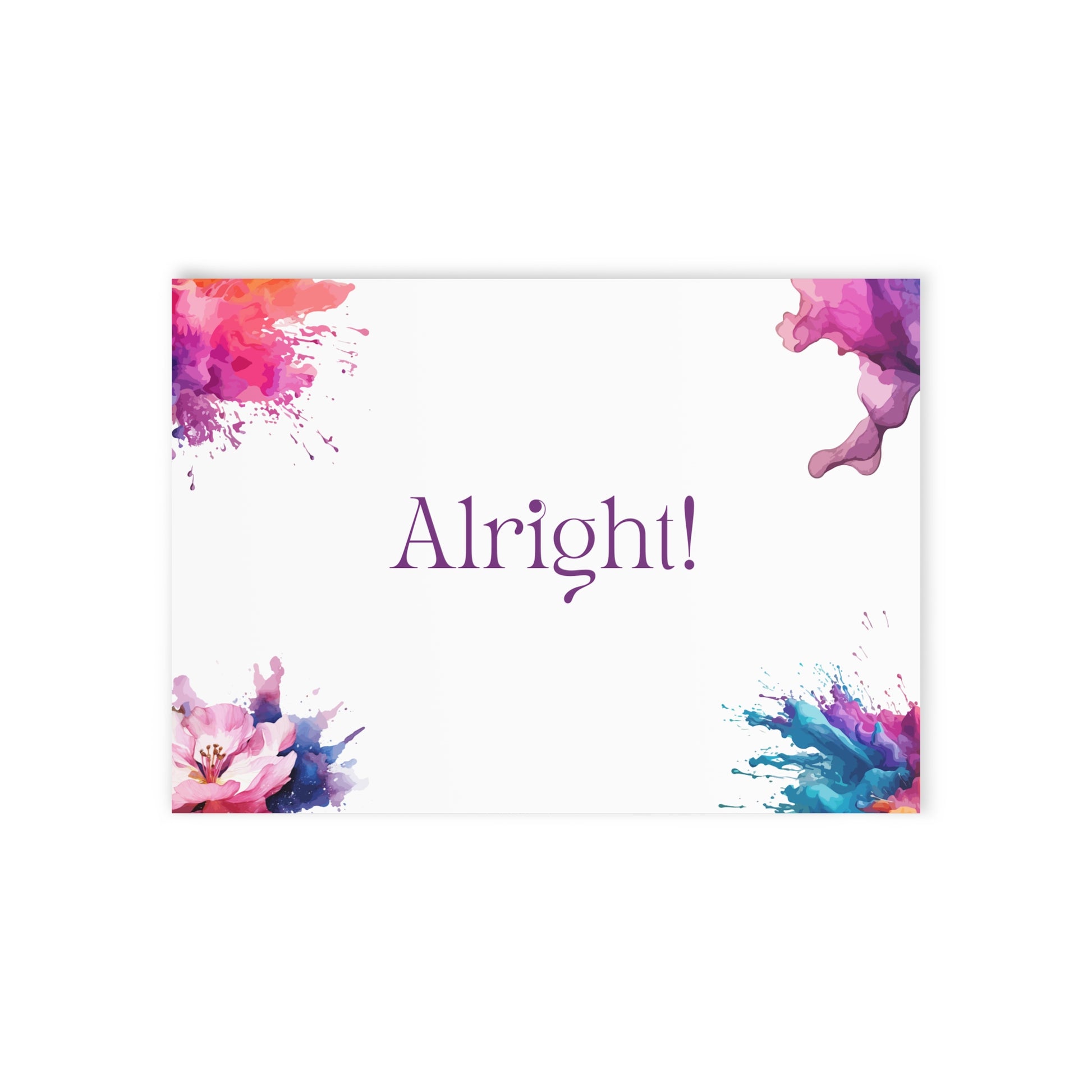 Watercolor Art Exclamation Card "Alright" Joyful Print - The Dreamer's Bookshop.