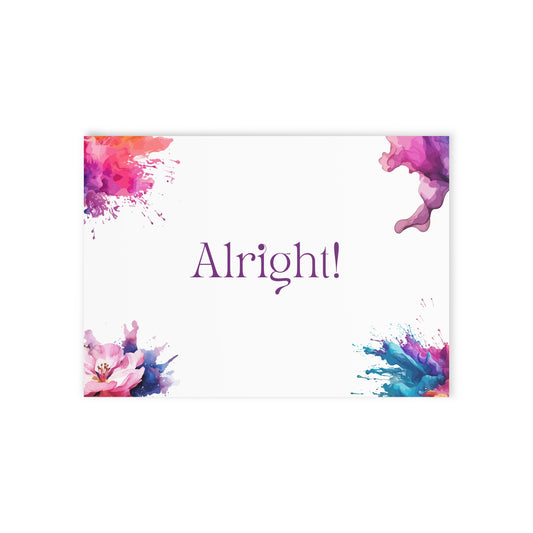 Watercolor Art Exclamation Card "Alright" Joyful Print - The Dreamer's Bookshop.