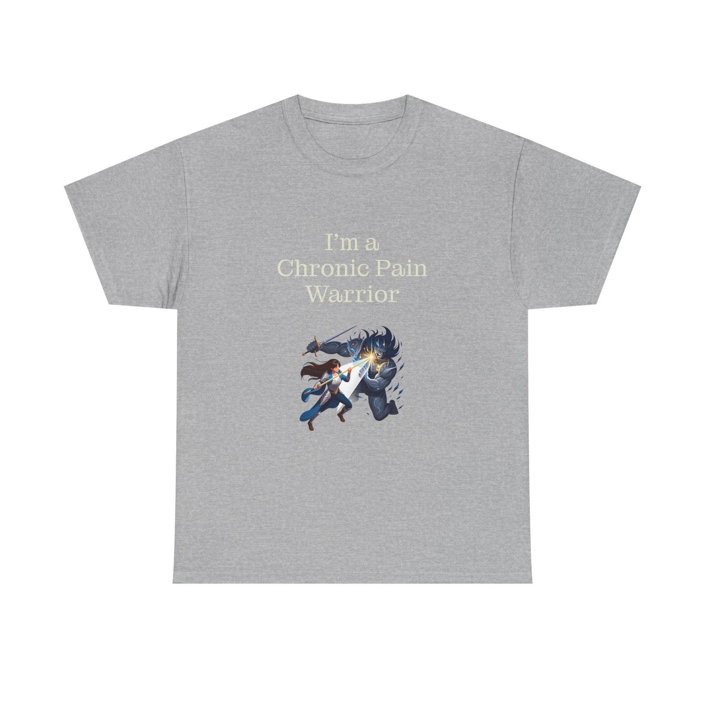 Chronic Pain Warrior Unisex Heavy Cotton Tee - Inspirational Battle T-Shirt - The Dreamer's Bookshop.