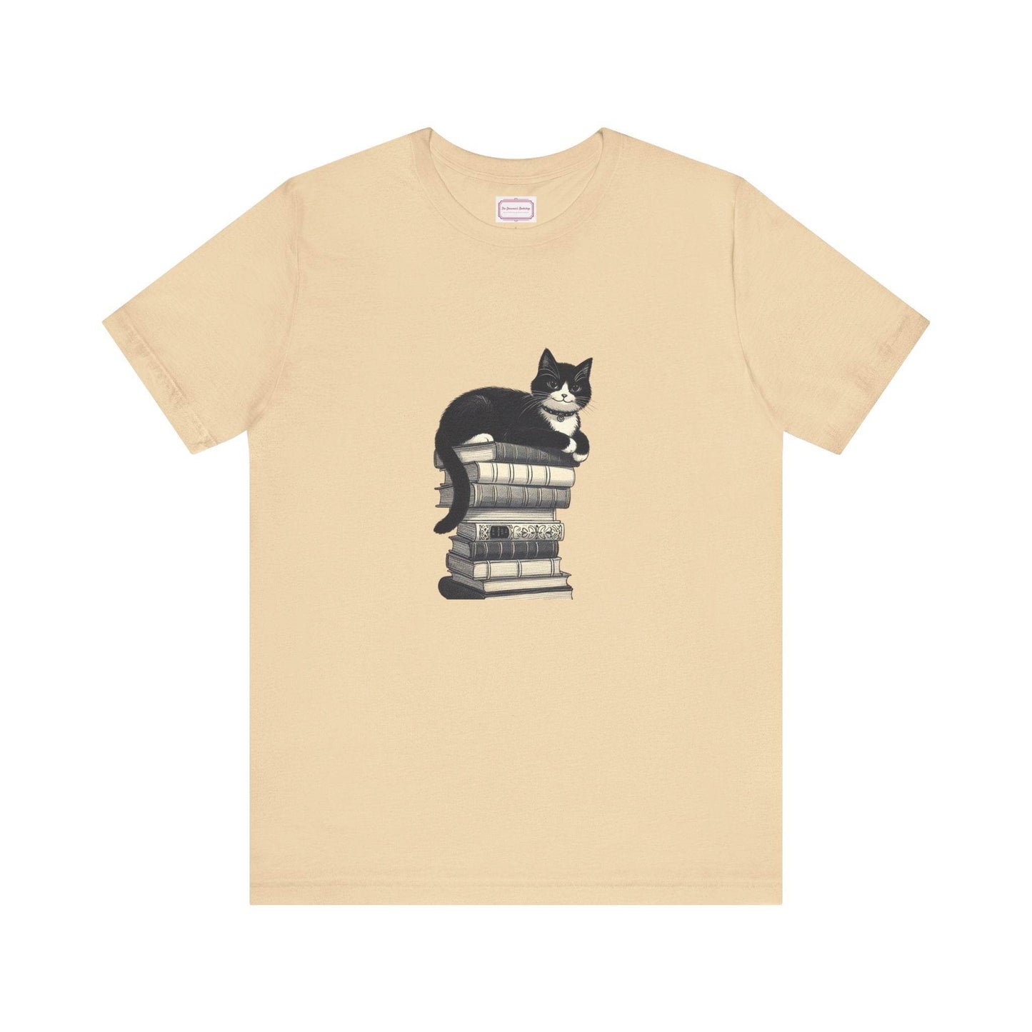 Unisex T-shirt - Vintage Cat Book Stack Booknerds - The Dreamer's Bookshop.
