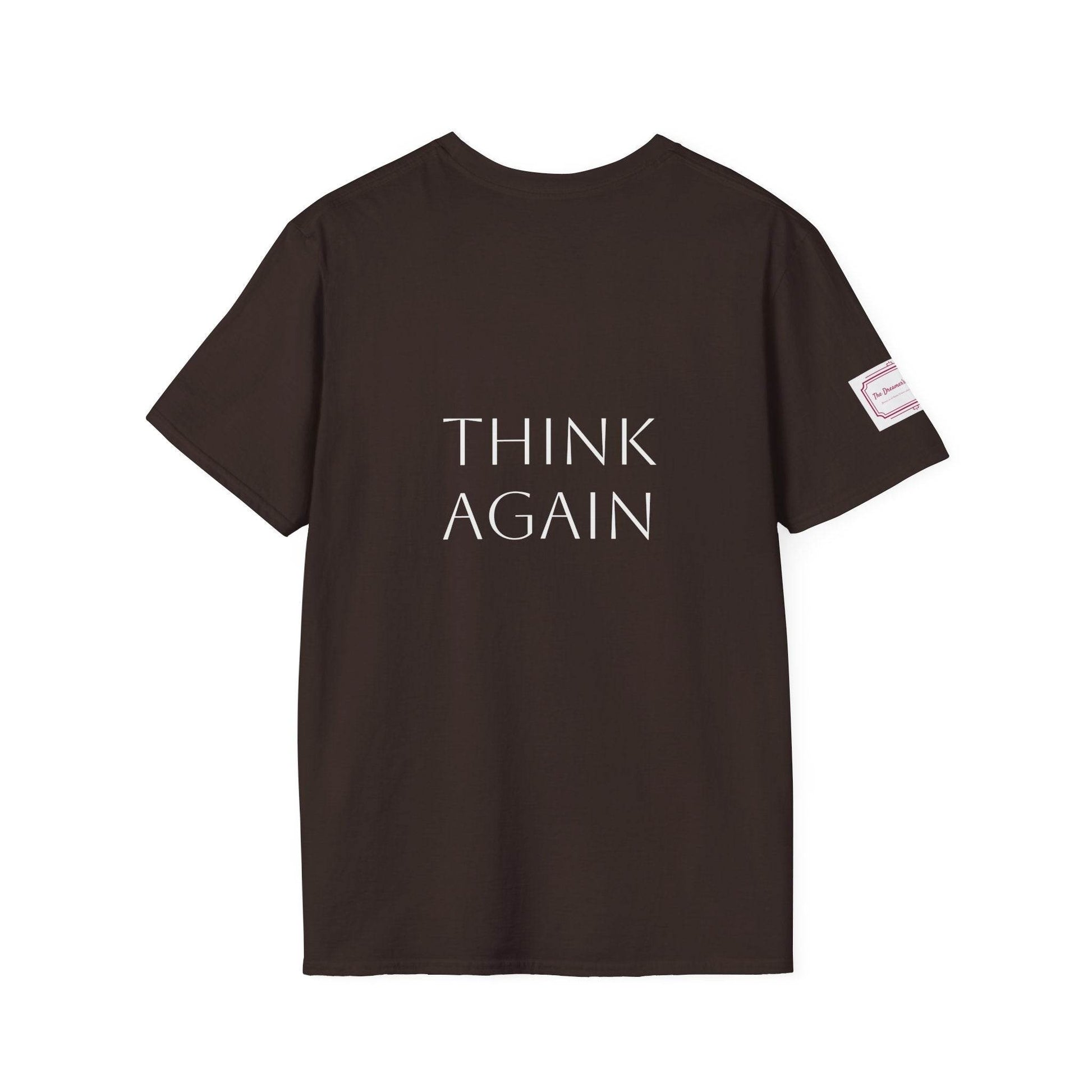 Inspirational Unisex Softstyle T-Shirt - 'Think Again' Motivational Design - The Dreamer's Bookshop.