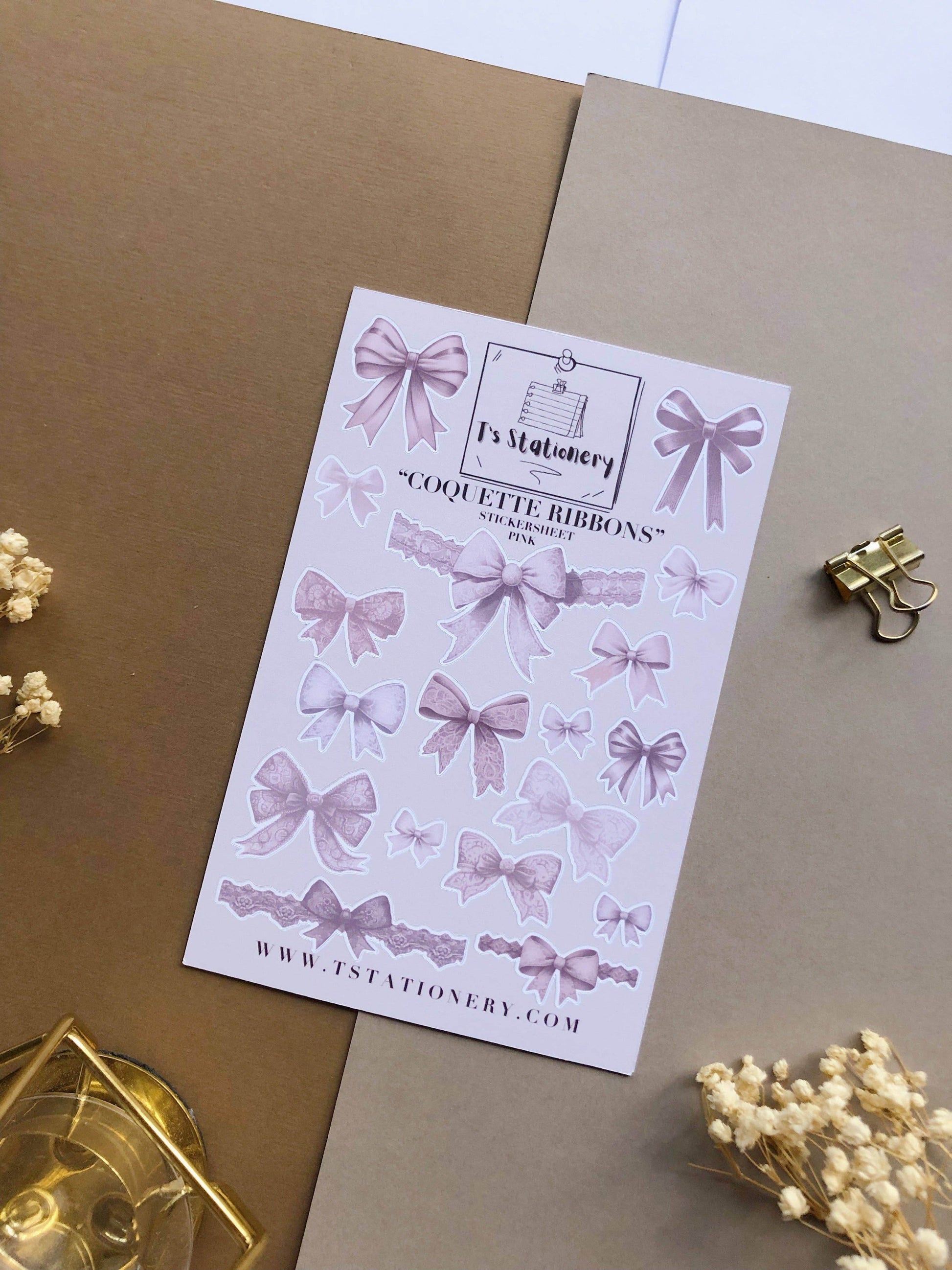 T's Stationery - Stickervel „Coquette Ribons” - The Dreamer's Bookshop.