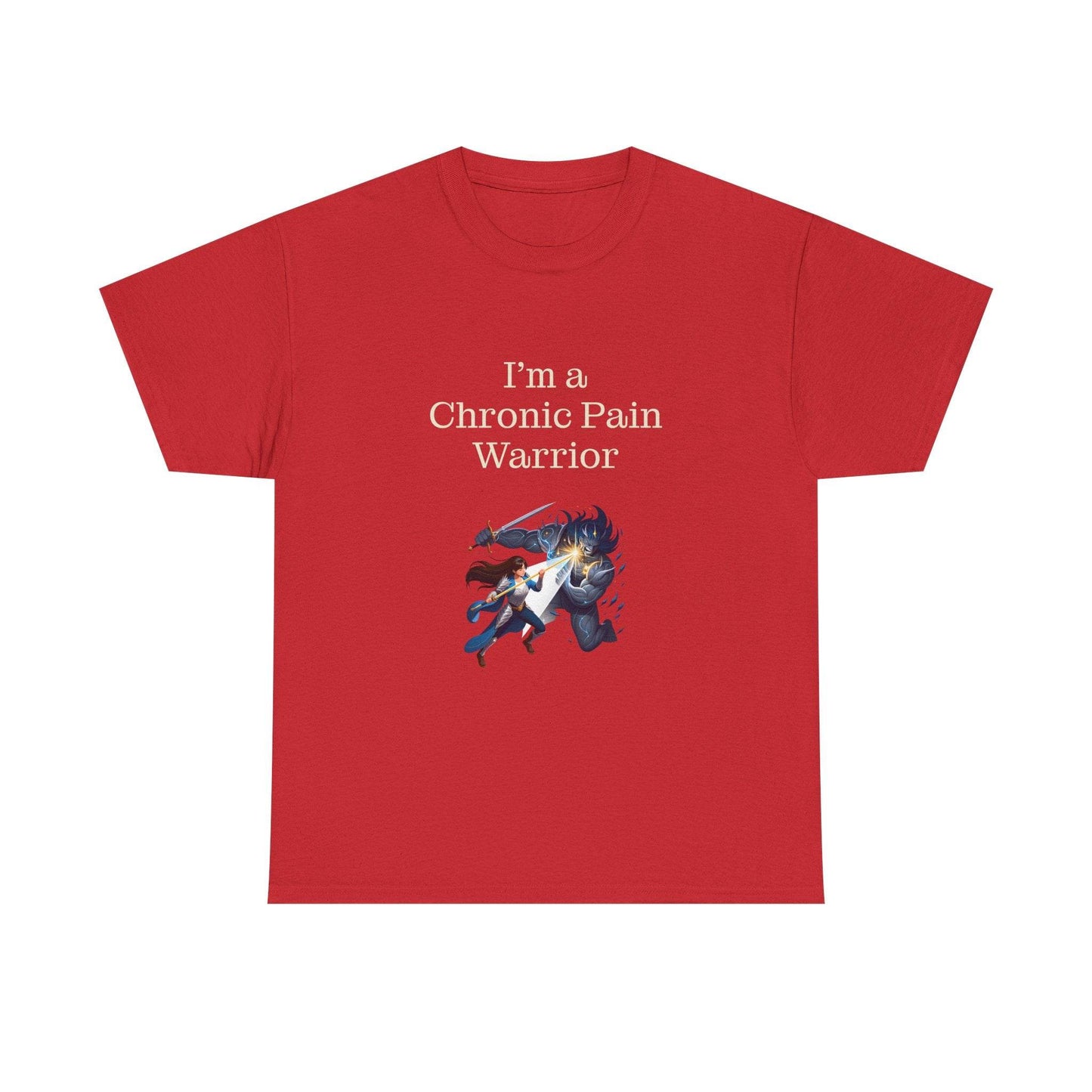 Chronic Pain Warrior Unisex Heavy Cotton Tee - Inspirational Battle T-Shirt - The Dreamer's Bookshop.