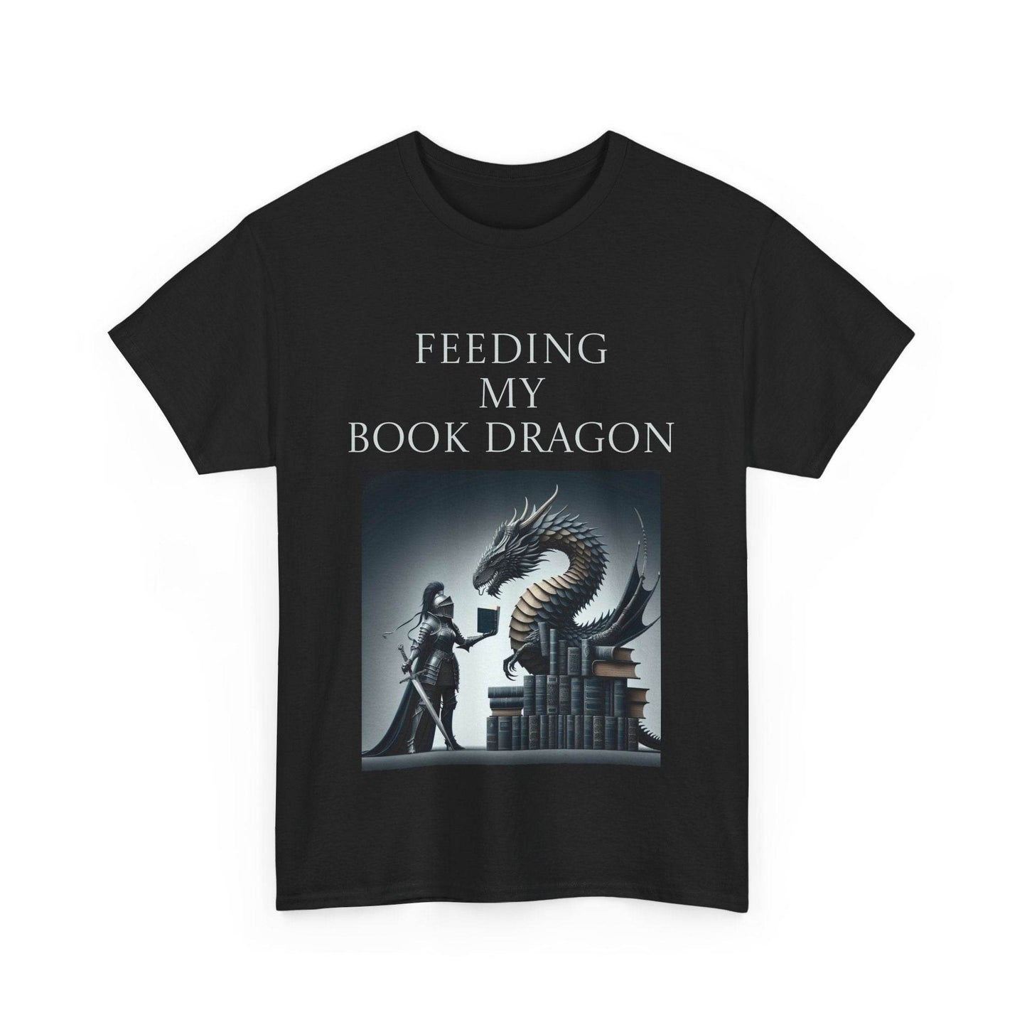 Book Dragon - Unisex Heavy Cotton Tee - Creative Writer's Apparel - The Dreamer's Bookshop.