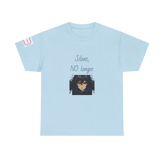 Silent, NO longer - Inspirational Unisex Heavy Cotton Tee - The Dreamer's Bookshop.