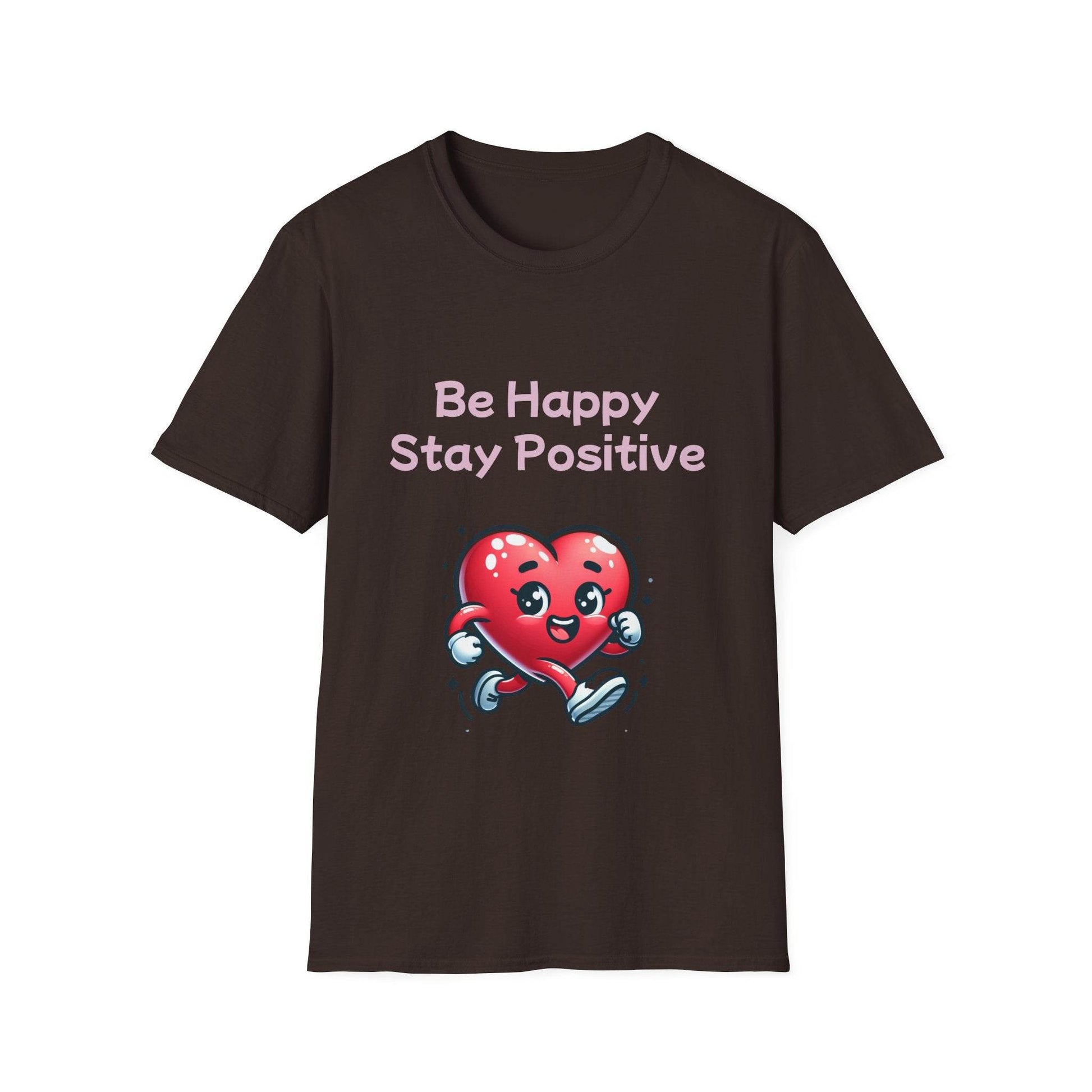 Be Happy Stay Positive Unisex Softstyle T-Shirt - Cheerful Graphic Tee for Everyday Wear - The Dreamer's Bookshop.