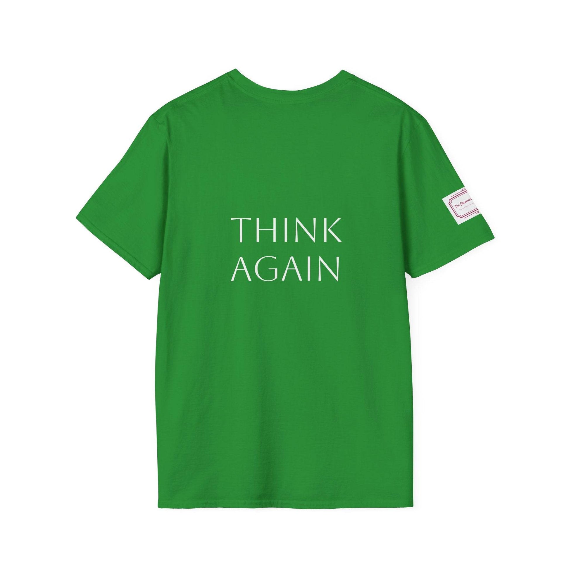 Inspirational Unisex Softstyle T-Shirt - 'Think Again' Motivational Design - The Dreamer's Bookshop.