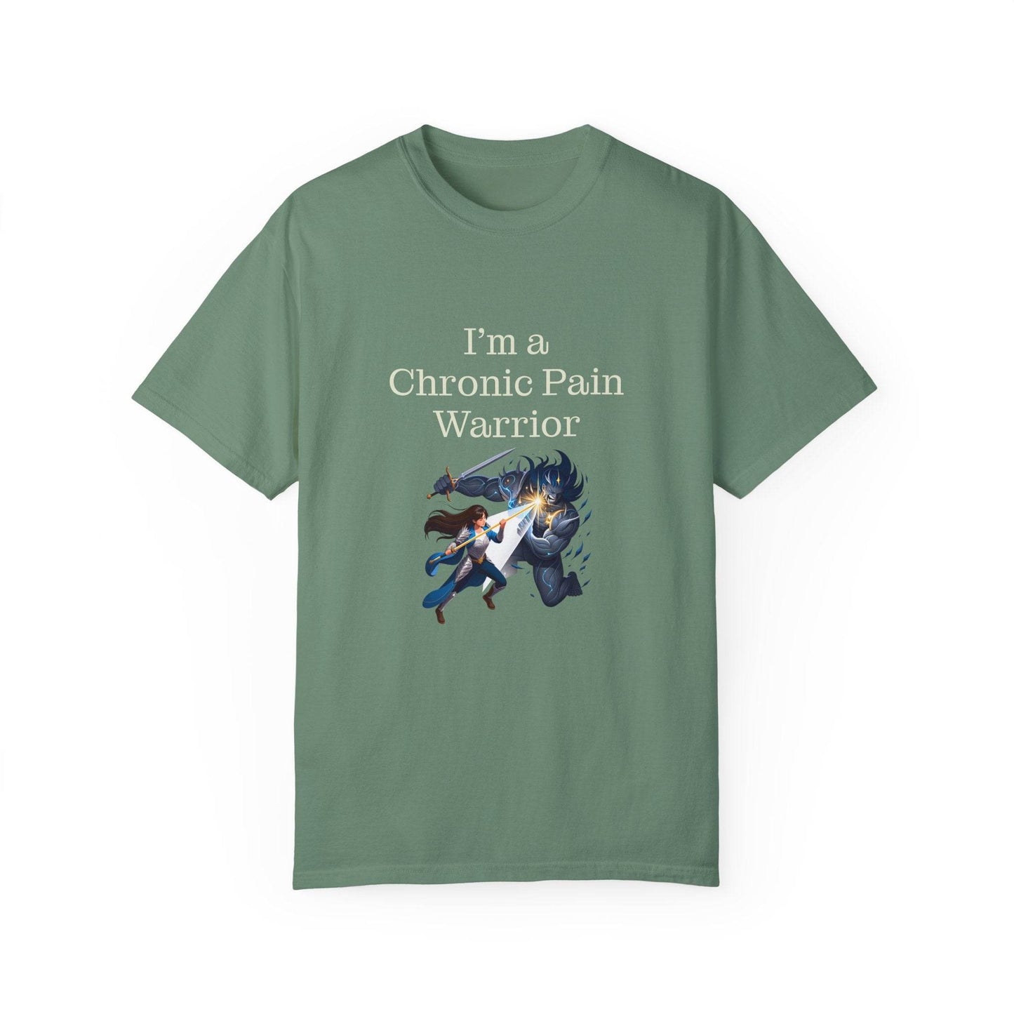 Chronic Pain Warrior Unisex Garment-Dyed T-shirt - Inspirational Motivational Tee - The Dreamer's Bookshop.