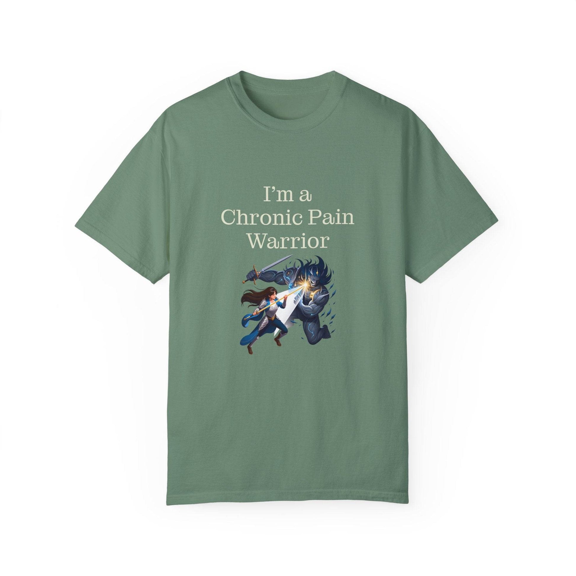 Chronic Pain Warrior Unisex Garment-Dyed T-shirt - Inspirational Motivational Tee - The Dreamer's Bookshop.