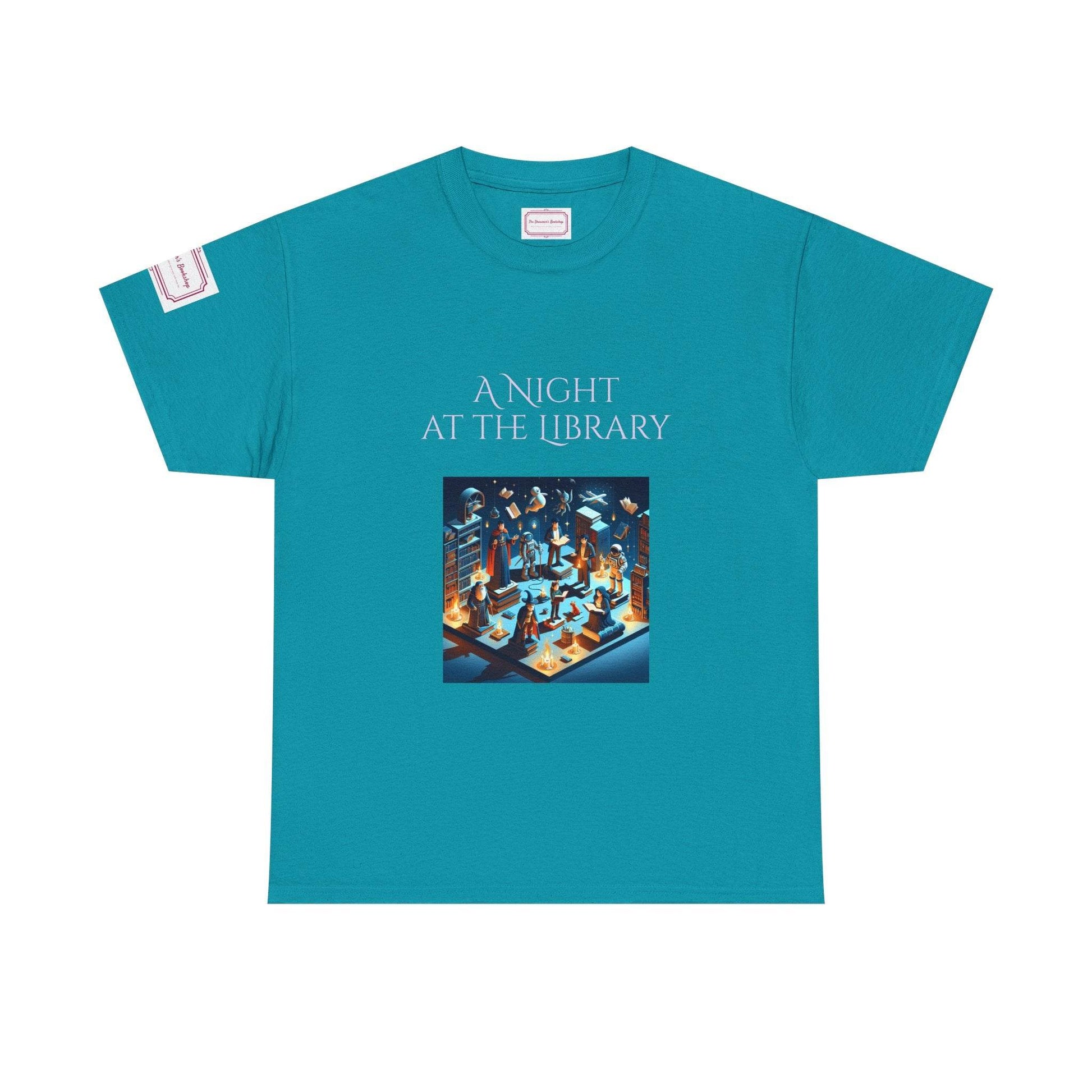 Night at the Library - Unisex Heavy Cotton Tee - Perfect for Book Lovers - The Dreamer's Bookshop.