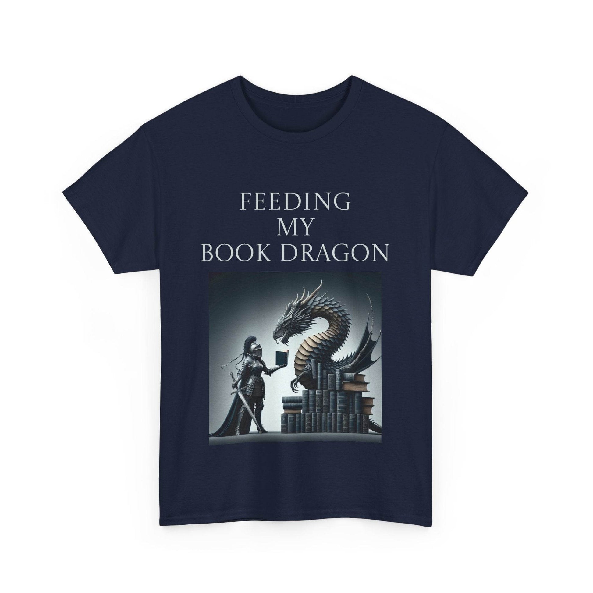 Book Dragon - Unisex Heavy Cotton Tee - Creative Writer's Apparel - The Dreamer's Bookshop.