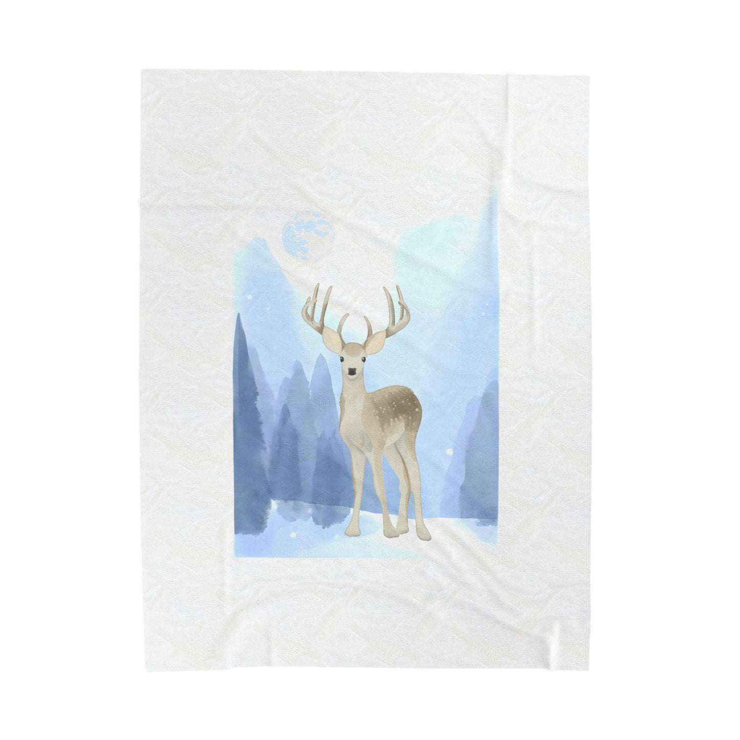 Cozy Velveteen Plush Blanket - "Winter Deer"- Perfect for Book Lovers and Cozy Nights
