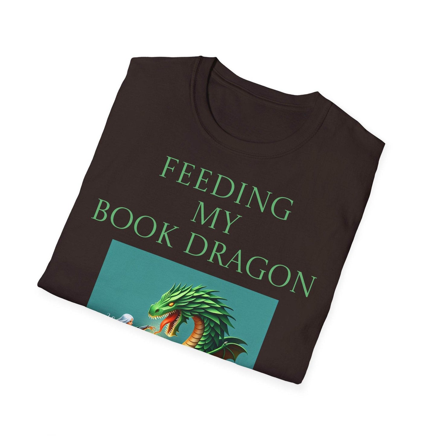 Inspirational Unisex Softstyle T-Shirt - 'Book Dragon' Motivational Design - The Dreamer's Bookshop.