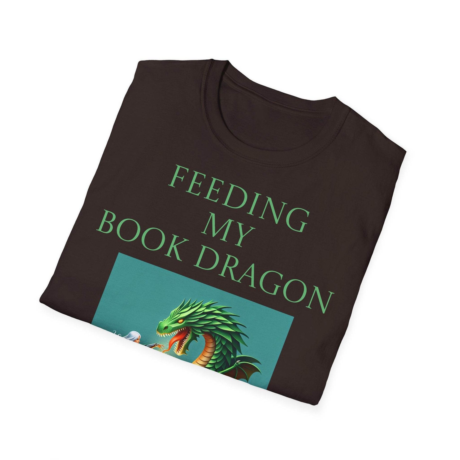 Inspirational Unisex Softstyle T-Shirt - 'Book Dragon' Motivational Design - The Dreamer's Bookshop.