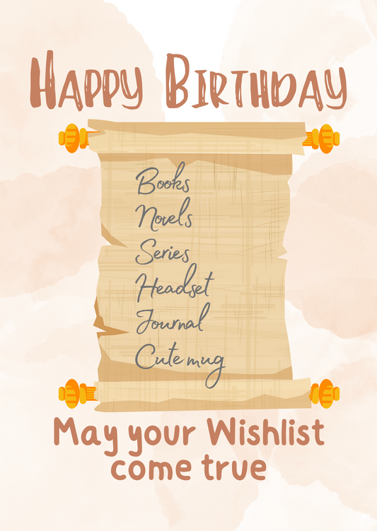 The Dreamer's Bookshop "Your Wishlist" Happy Birthday Card - The Dreamer's Bookshop.