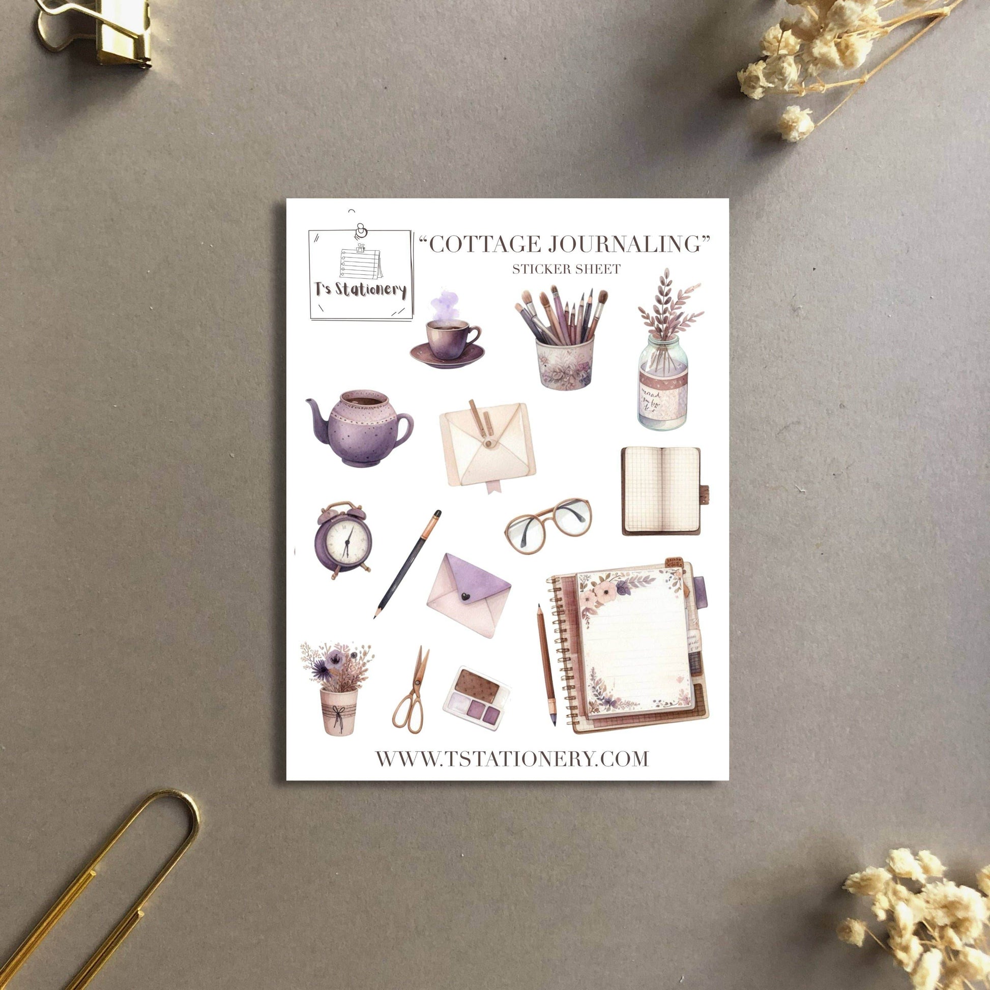 T's Stationery - Washi-stickervel „Cottage Journaling” - The Dreamer's Bookshop.
