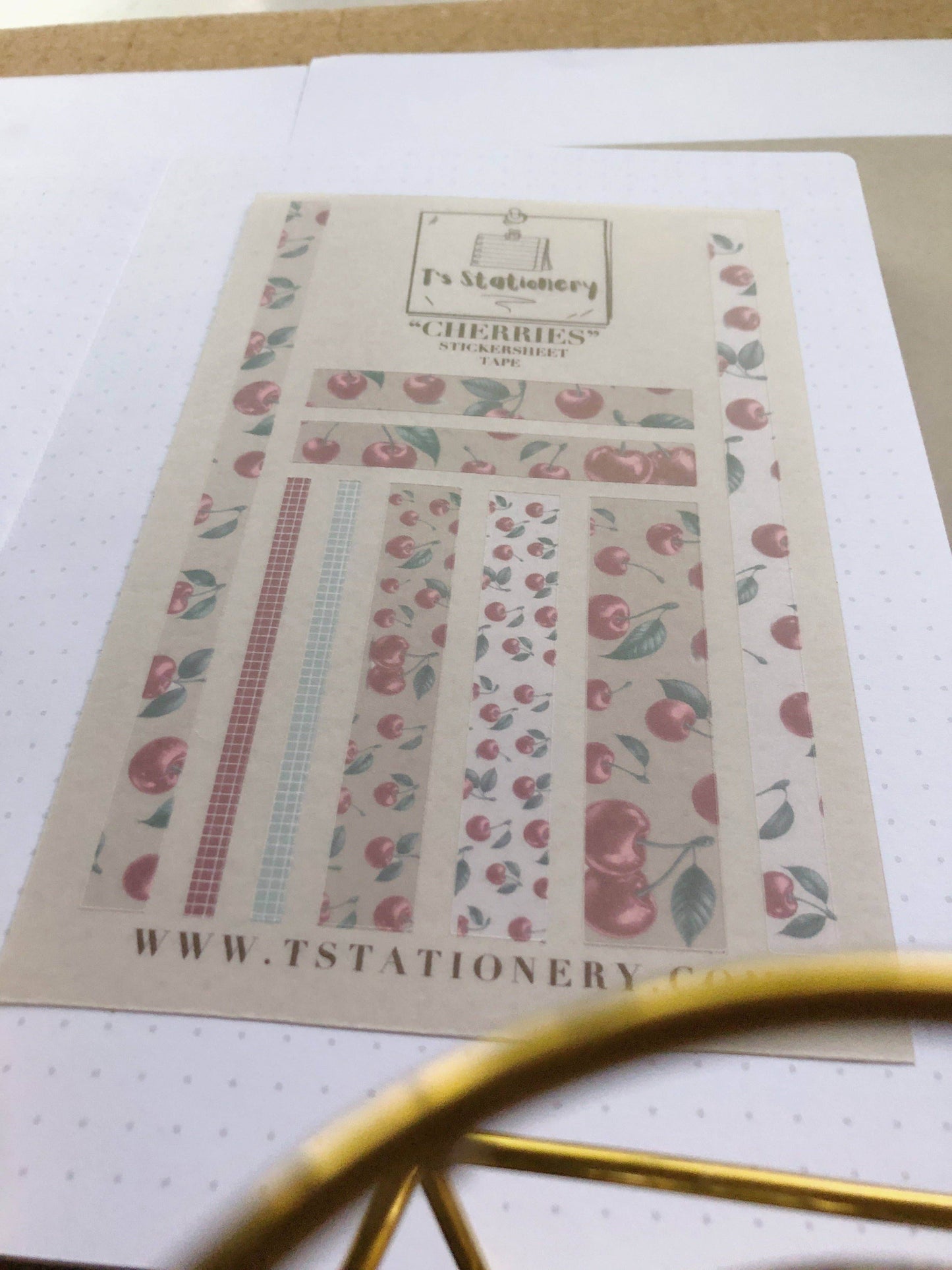 T's Stationery - Stickerveltape „Cherry” (WASHI) - The Dreamer's Bookshop.