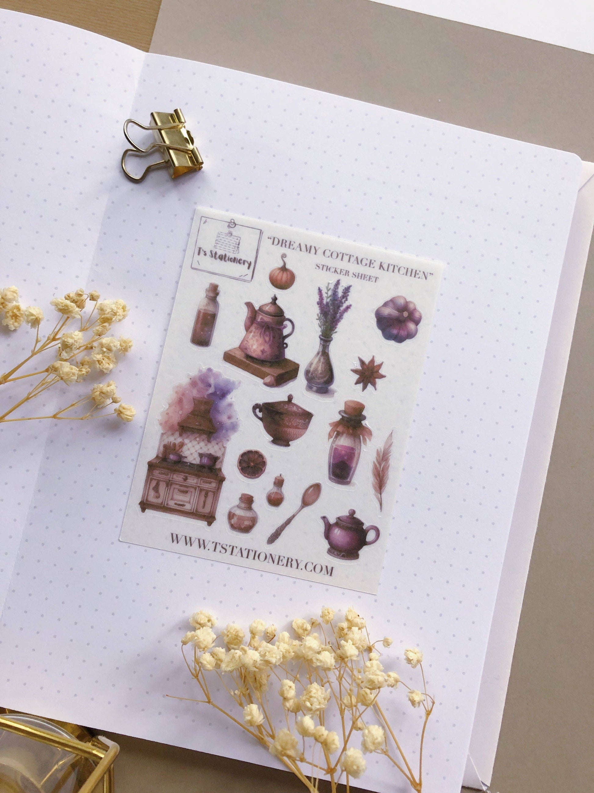 T's Stationery - Washi-stickervel „Dreamy Cottage Kitchen” - The Dreamer's Bookshop.