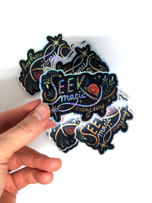 lesillustrationsdelou - Holografische sticker van Seek Magic voor elke dag - The Dreamer's Bookshop.