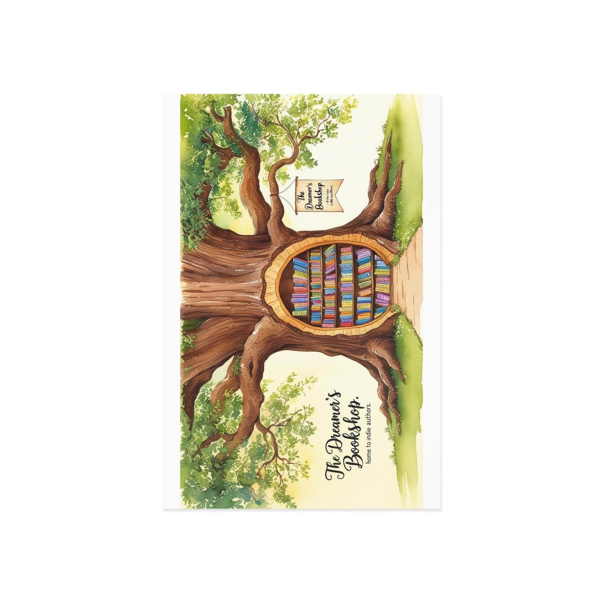 The Dreamer's Bookshop - Tree and Books Card - The Dreamer's Bookshop.