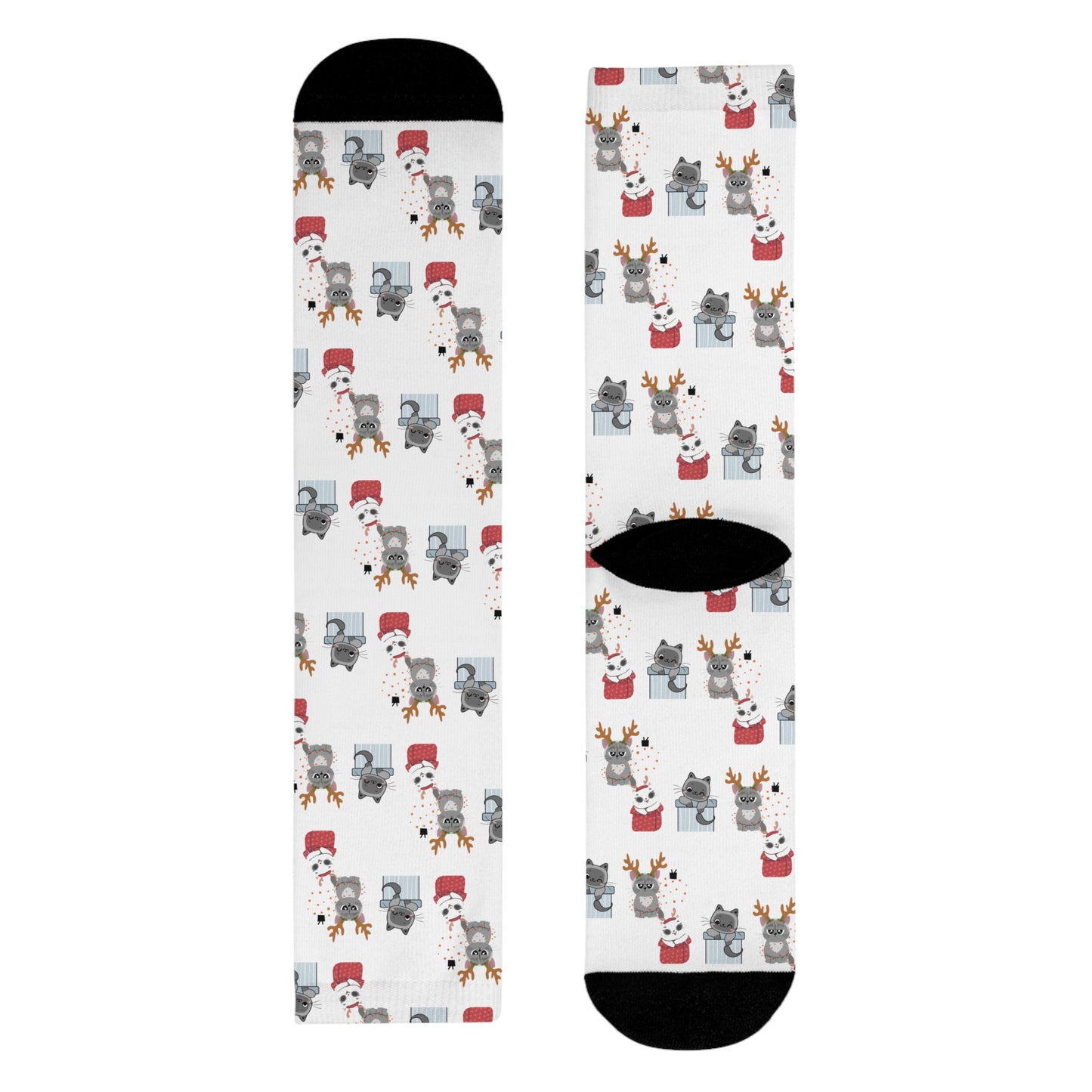 Christmas Cats Crew Socks — Cute Holiday Sublimation Socks