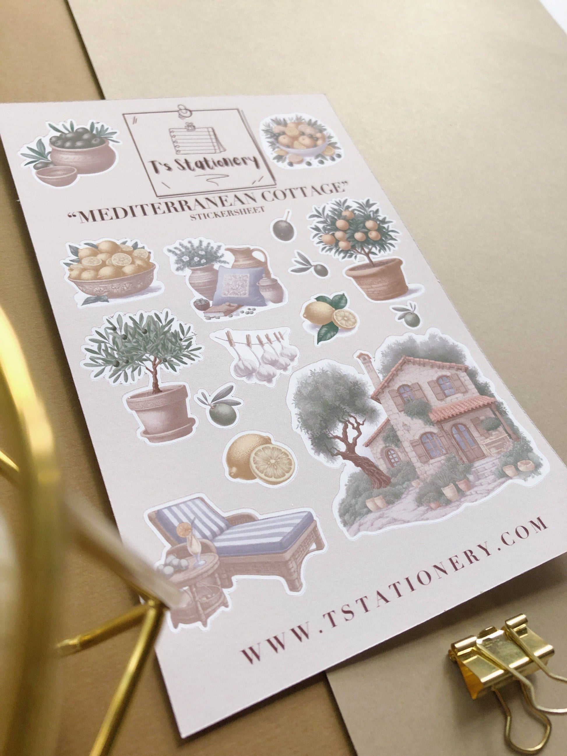 T's Stationery - Stickervel „Mediterranean Cottage” - The Dreamer's Bookshop.