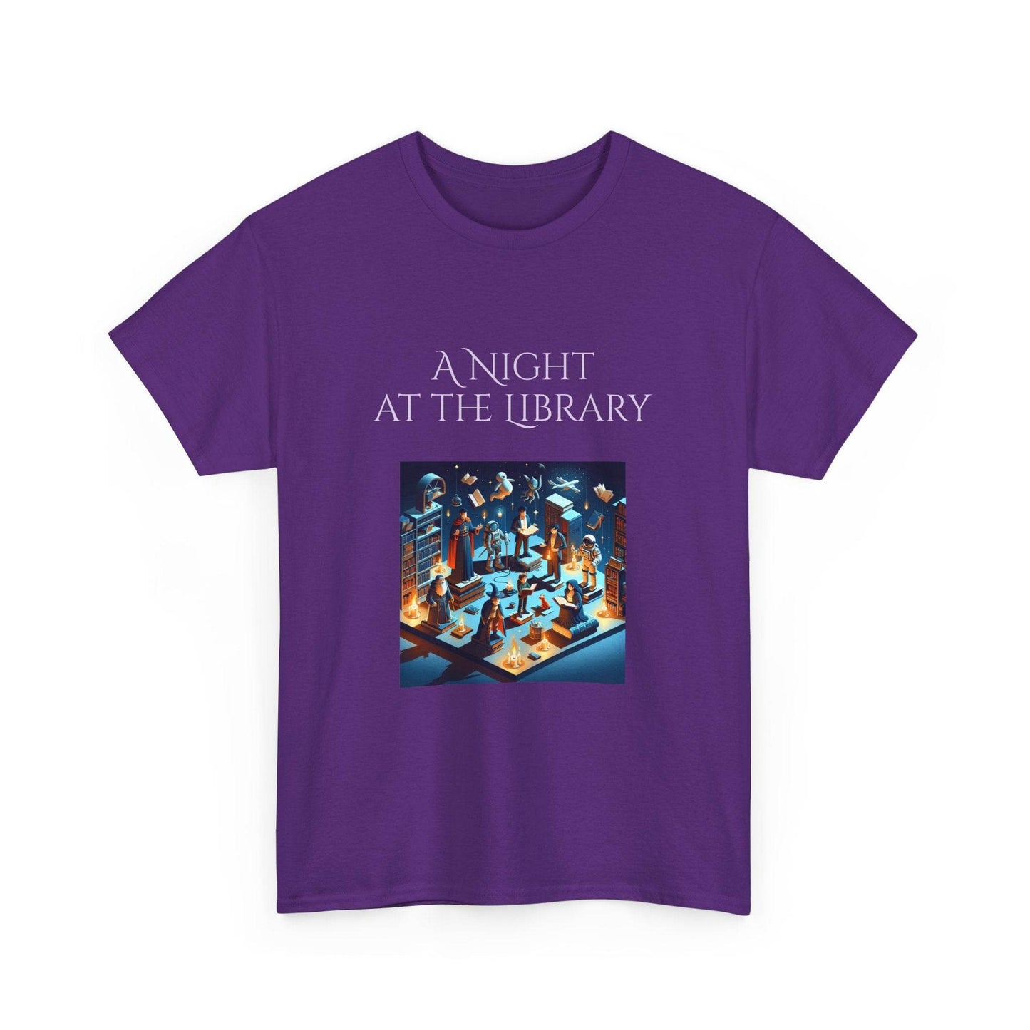 Night at the Library - A Unisex Heavy Cotton Tee - Perfect Gift for Book Lovers - The Dreamer's Bookshop.