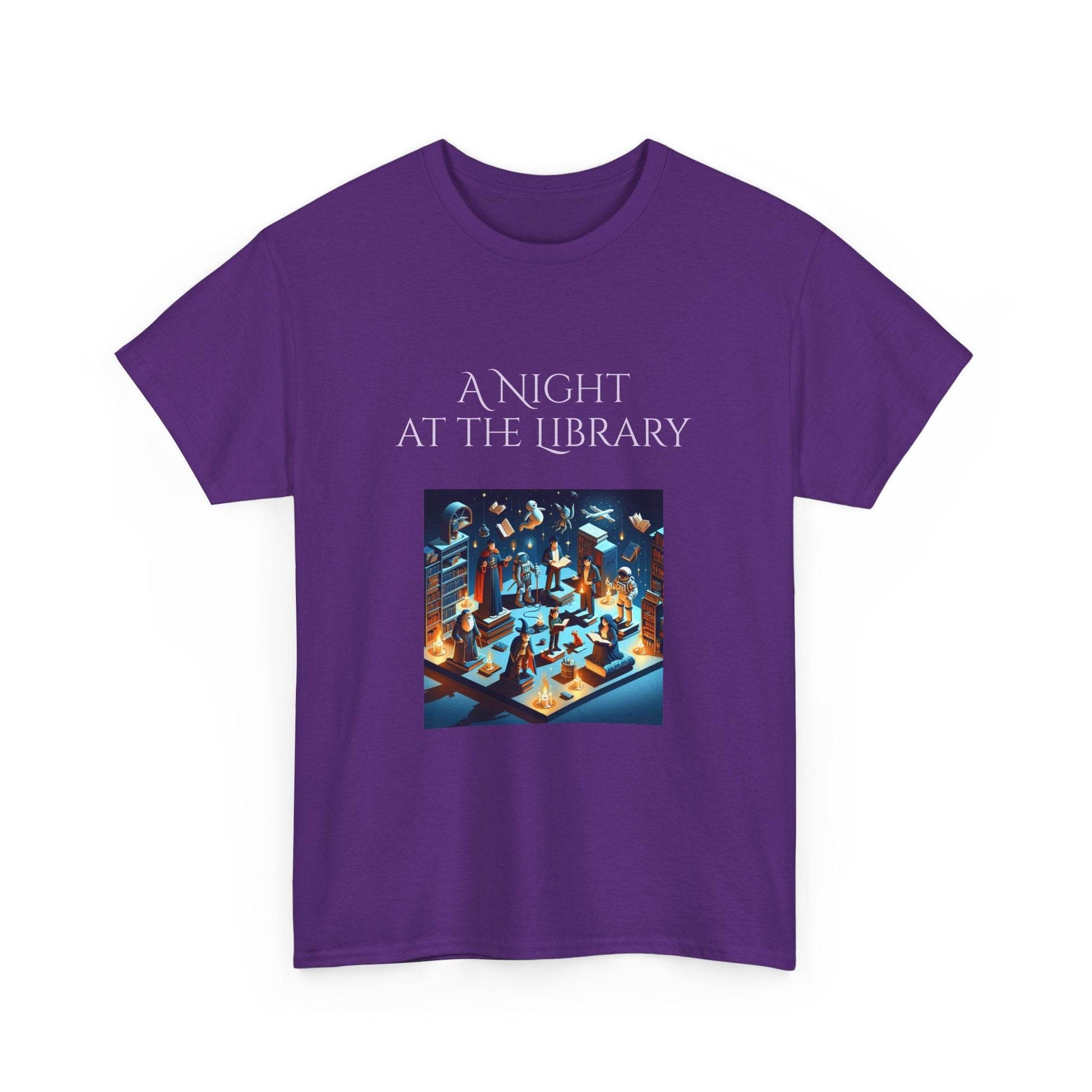 Night at the Library - A Unisex Heavy Cotton Tee - Perfect Gift for Book Lovers - The Dreamer's Bookshop.