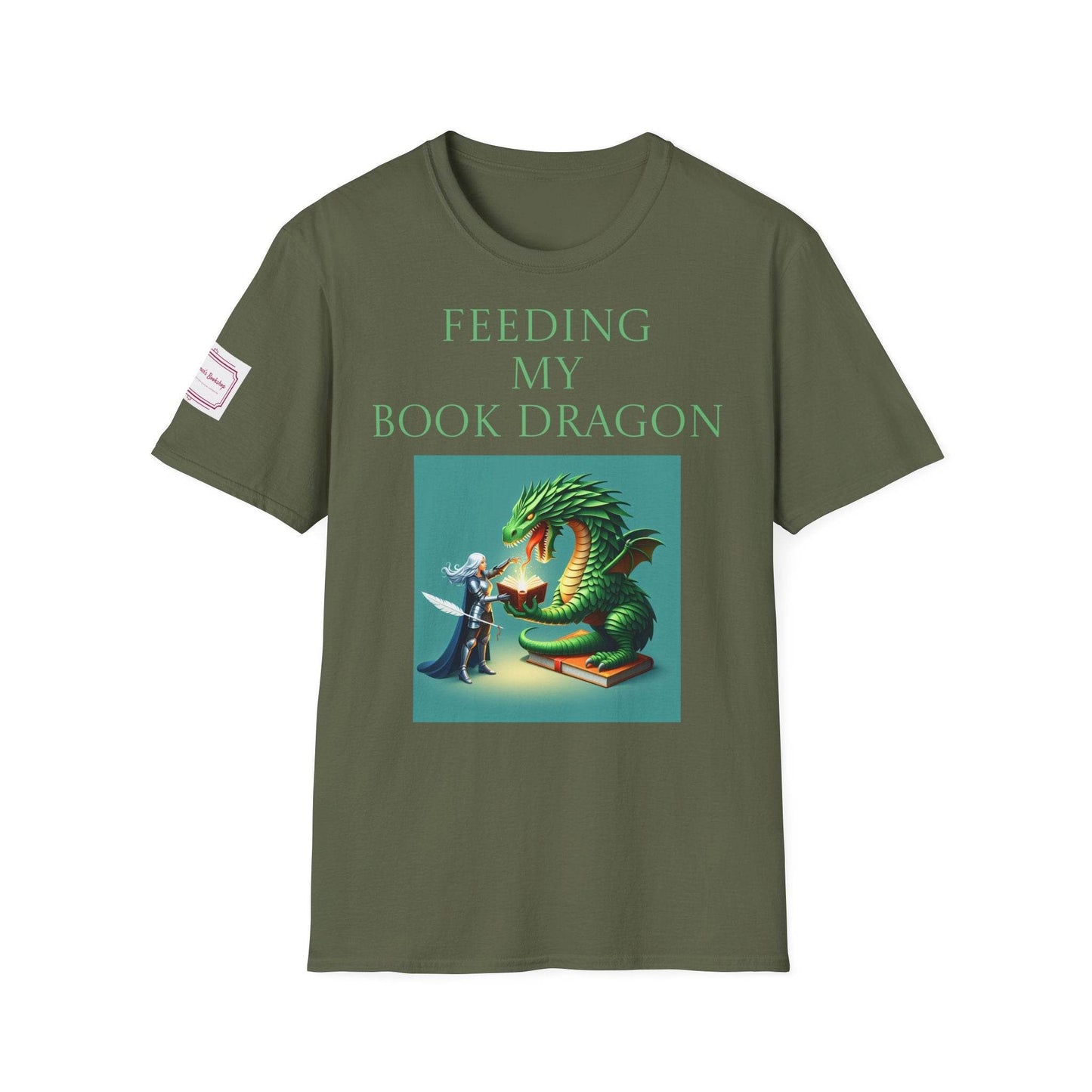 Inspirational Unisex Softstyle T-Shirt - 'Book Dragon' Motivational Design - The Dreamer's Bookshop.