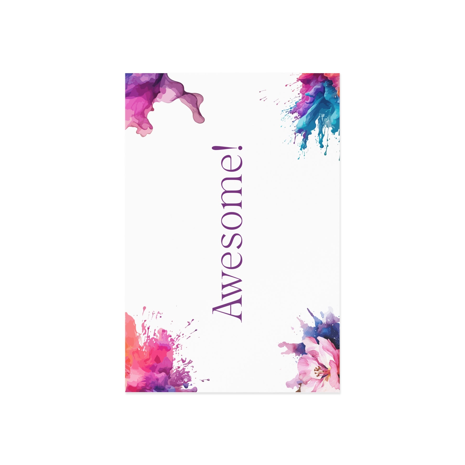 Watercolor Art Exclamation Card "Awesome" Joyful Print - The Dreamer's Bookshop.
