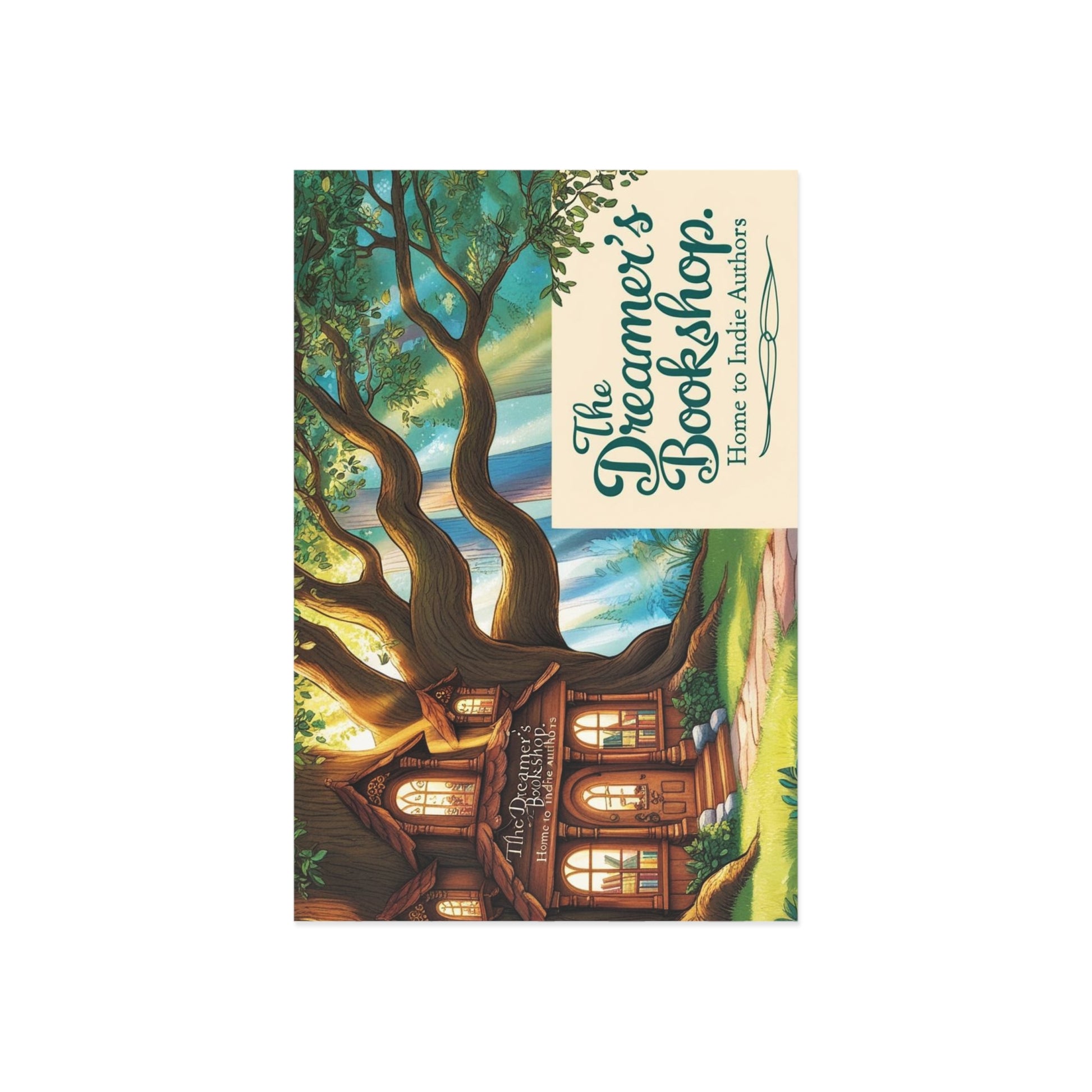 The Dreamer's Bookshop "Tree and Books" Art Print Card - The Dreamer's Bookshop.